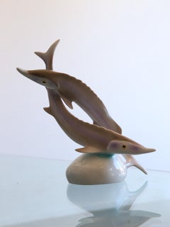 Hungarian Grey, White and Blue Animal Sculpture, 1970s