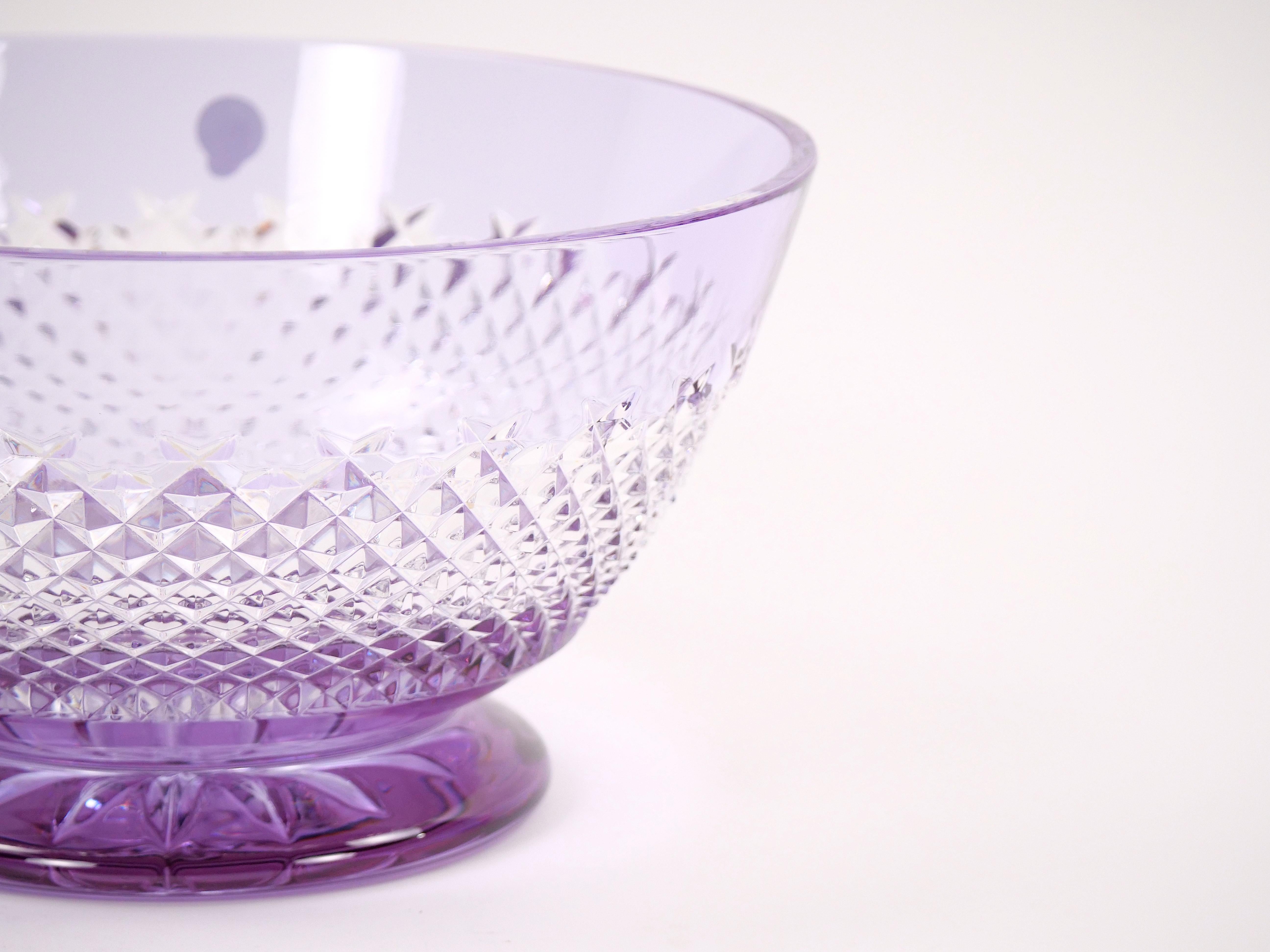 Irish Hungarian Light Purple Waterford Cut Crystal Barware Tableware Centerpiece Bowl For Sale