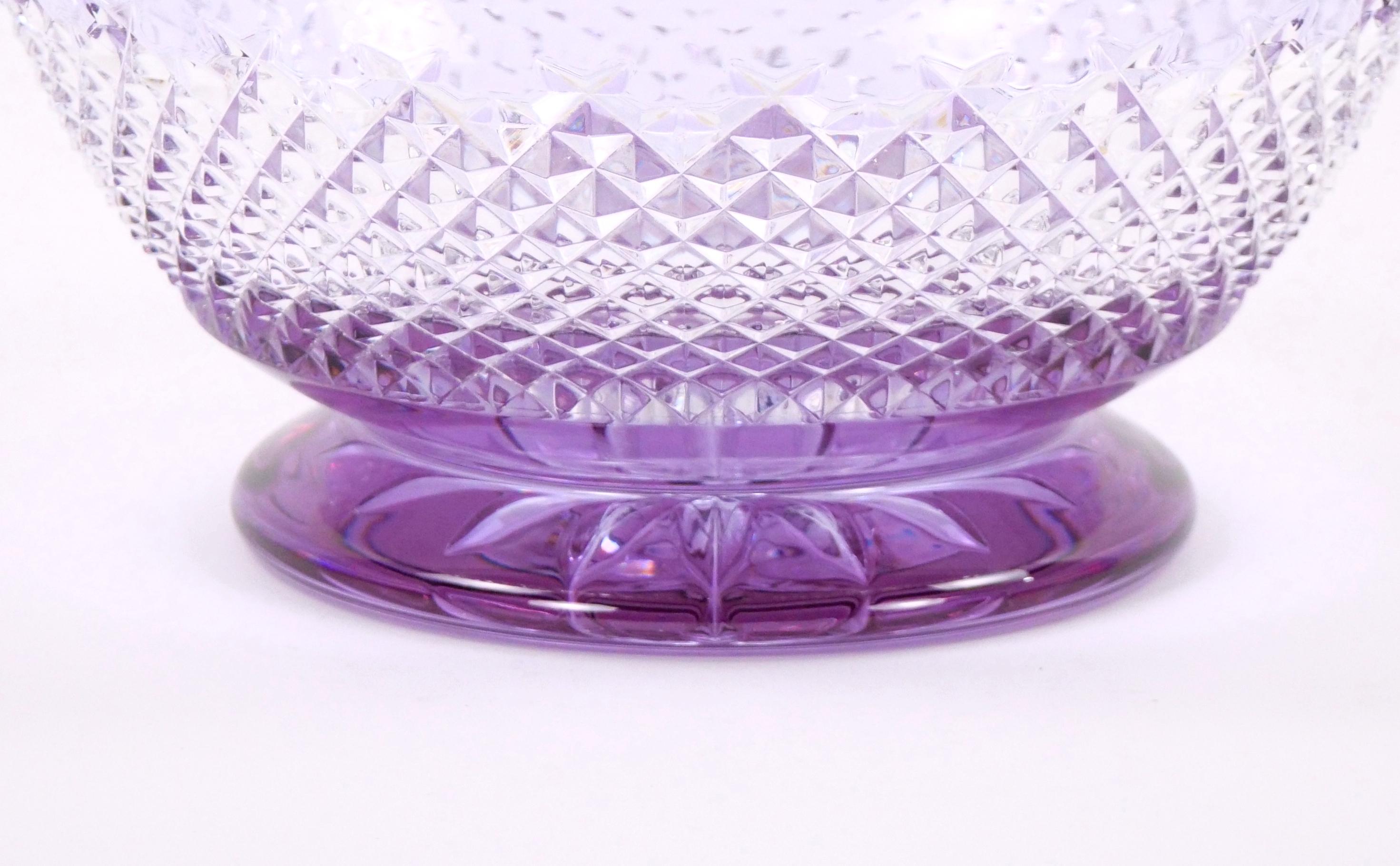 Hungarian Light Purple Waterford Cut Crystal Barware Tableware Centerpiece Bowl In Good Condition For Sale In Tarry Town, NY