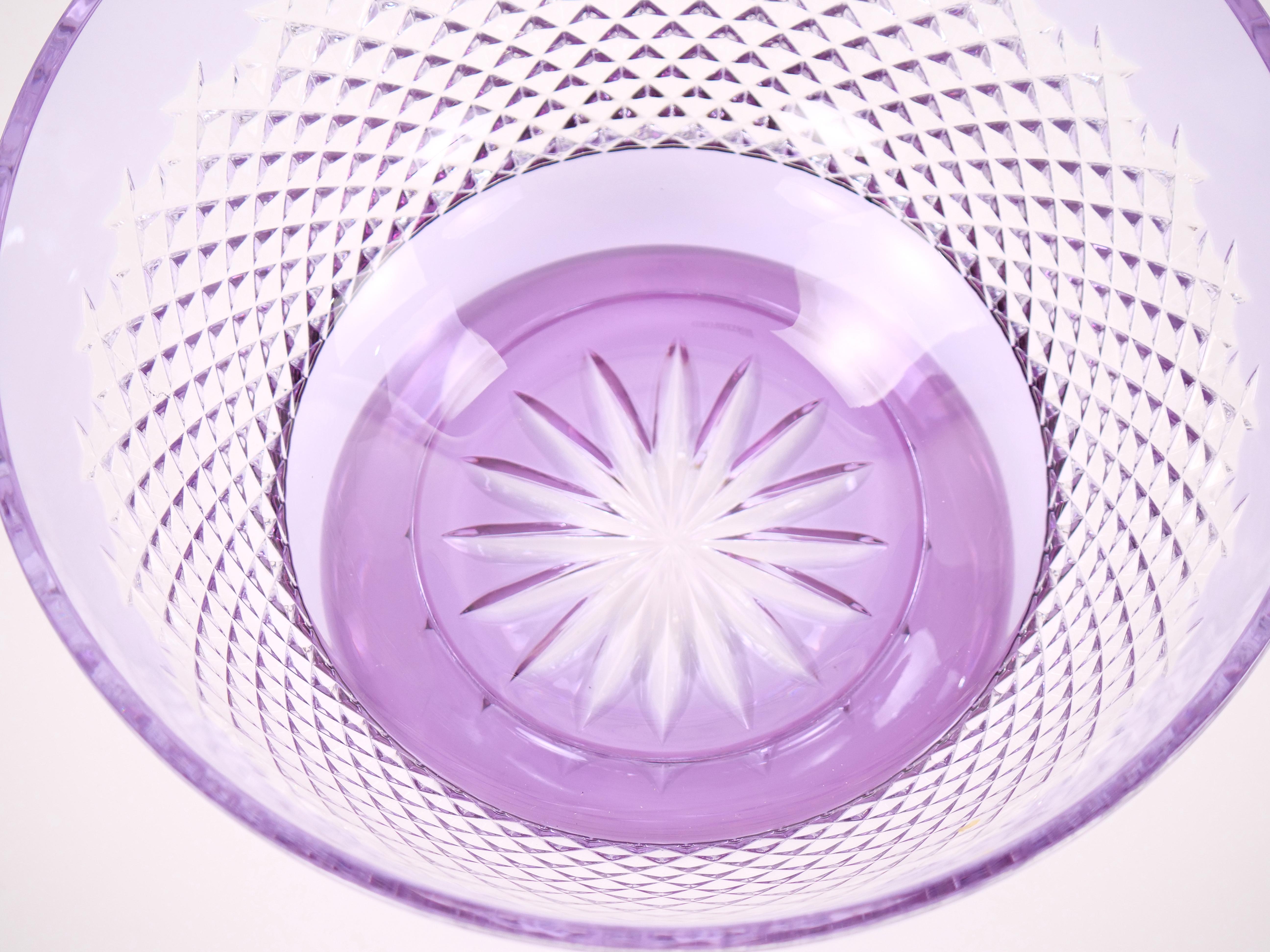 Hungarian Light Purple Waterford Cut Crystal Barware Tableware Centerpiece Bowl For Sale 3