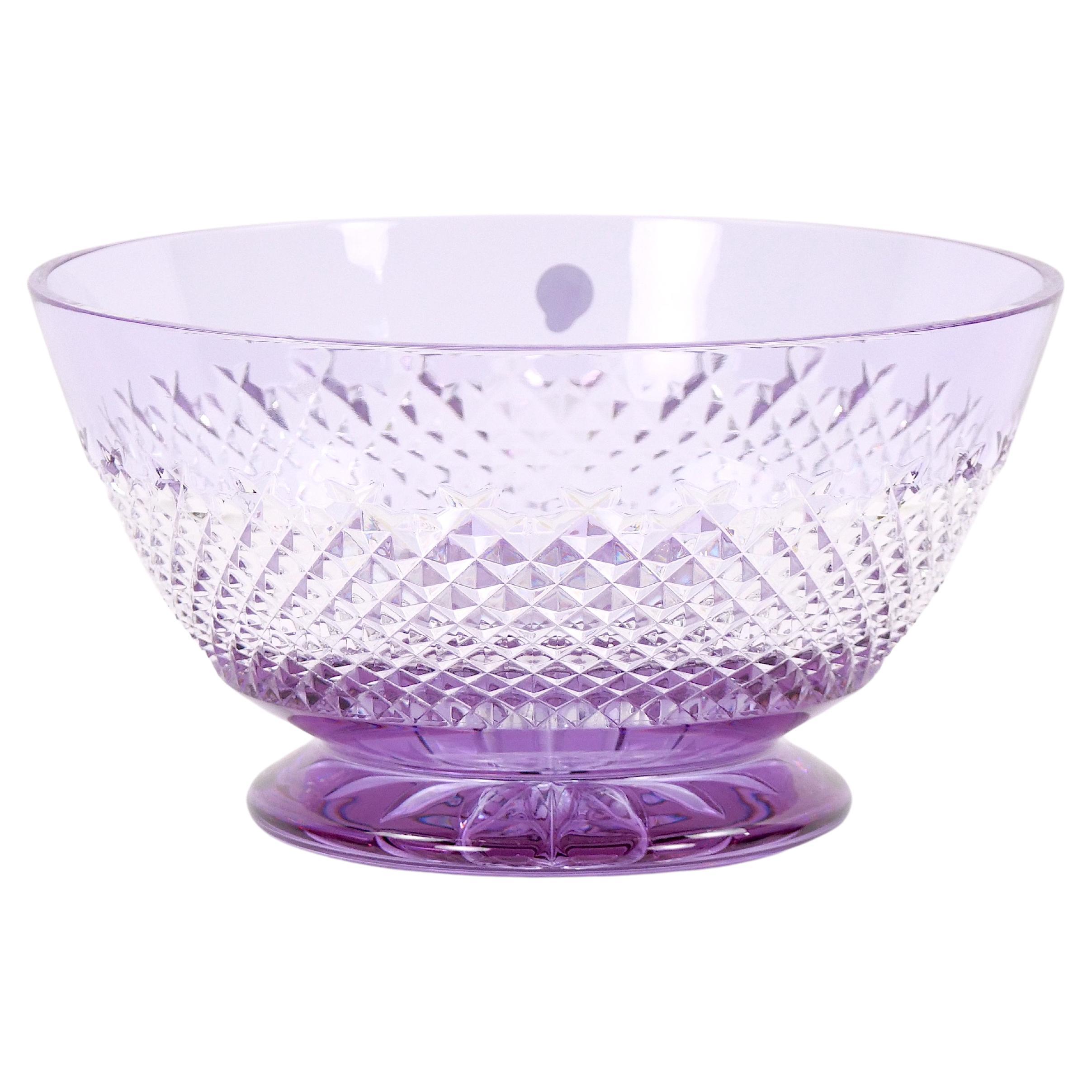 Hungarian Light Purple Waterford Cut Crystal Barware Tableware Centerpiece Bowl For Sale