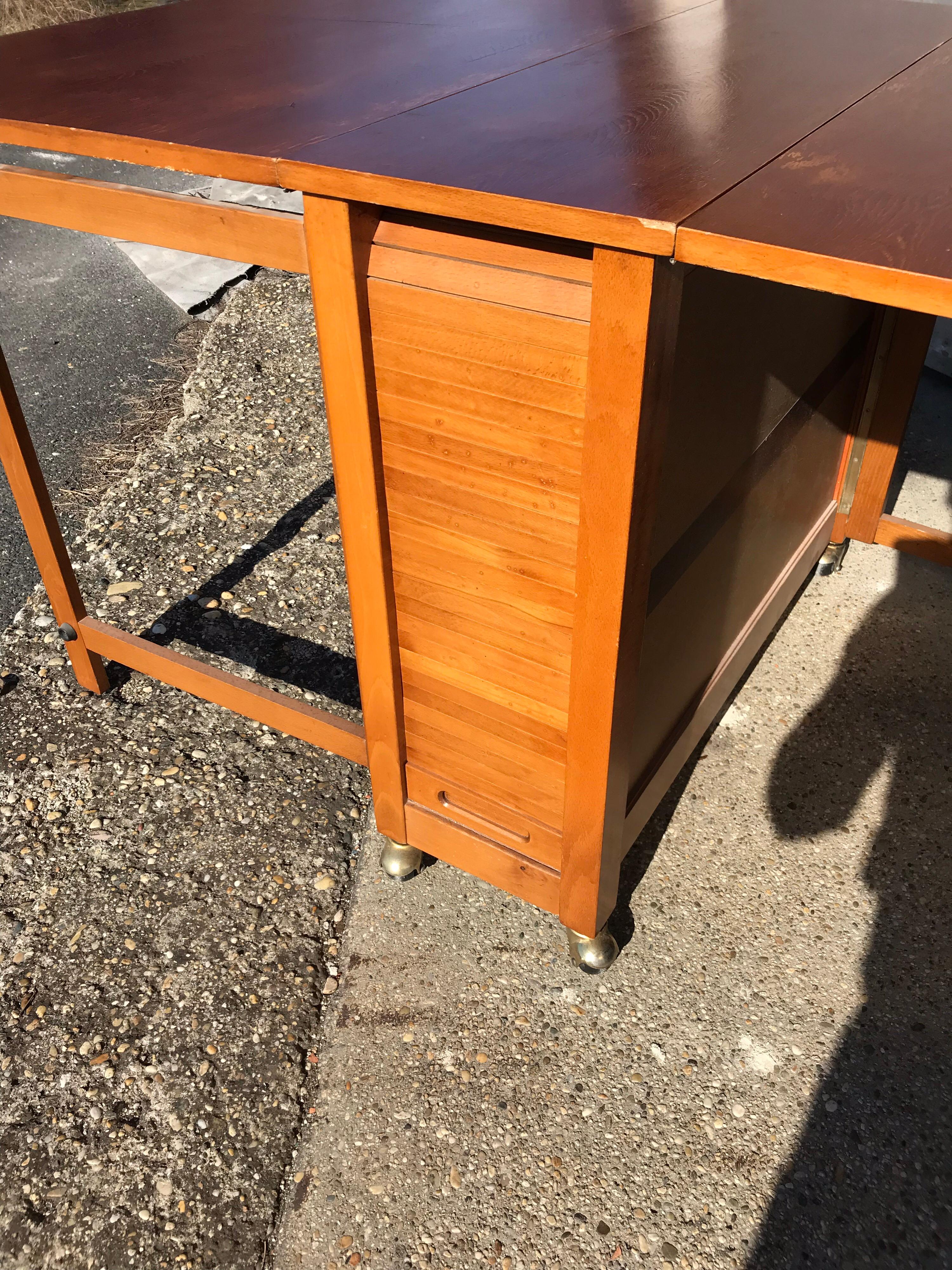 Hungarian Lingel Style Drop-Leaf Dining Table with Chairs, circa 1960s For Sale 5