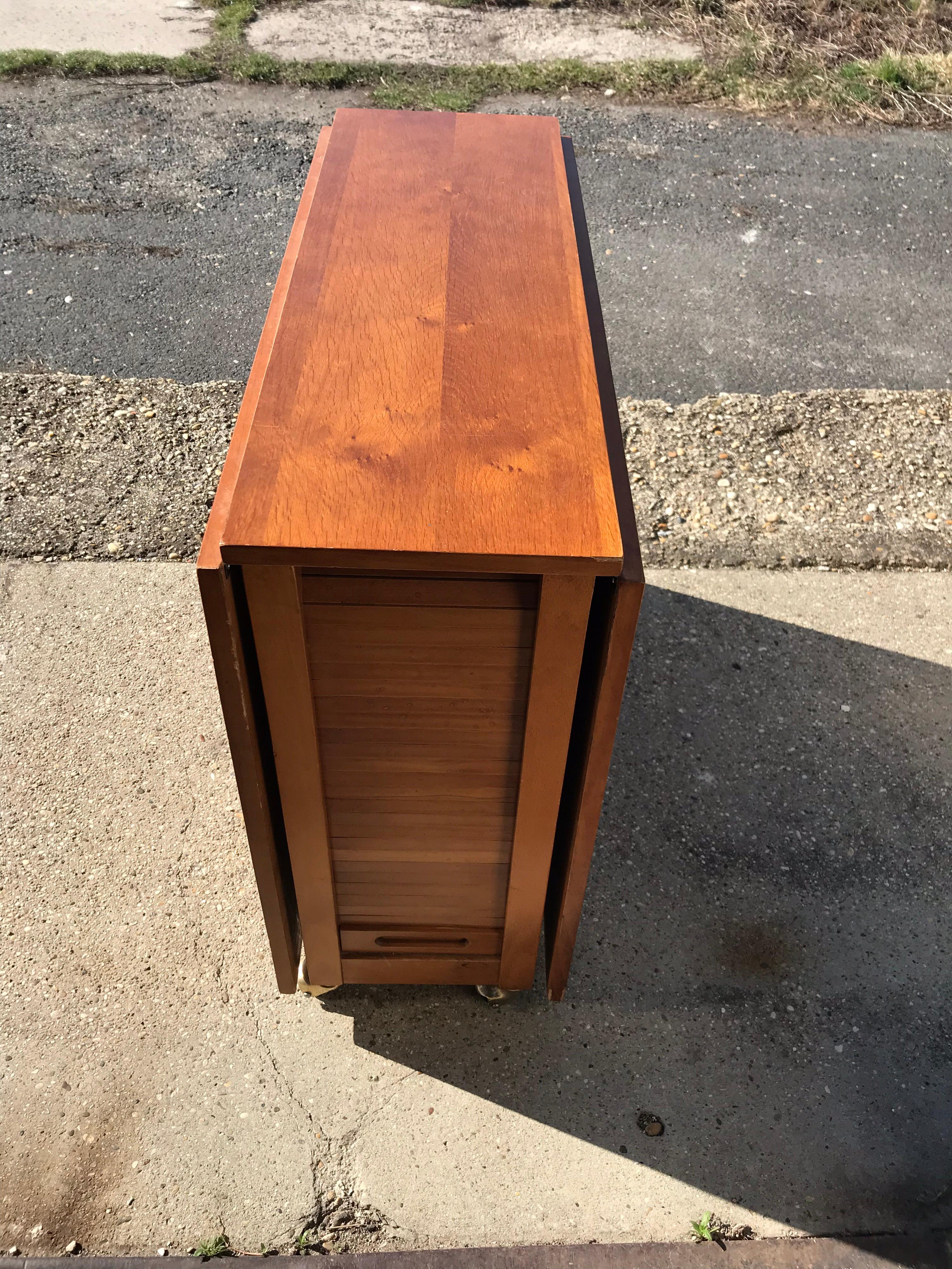 Stained Hungarian Lingel Style Drop-Leaf Dining Table with Chairs, circa 1960s For Sale