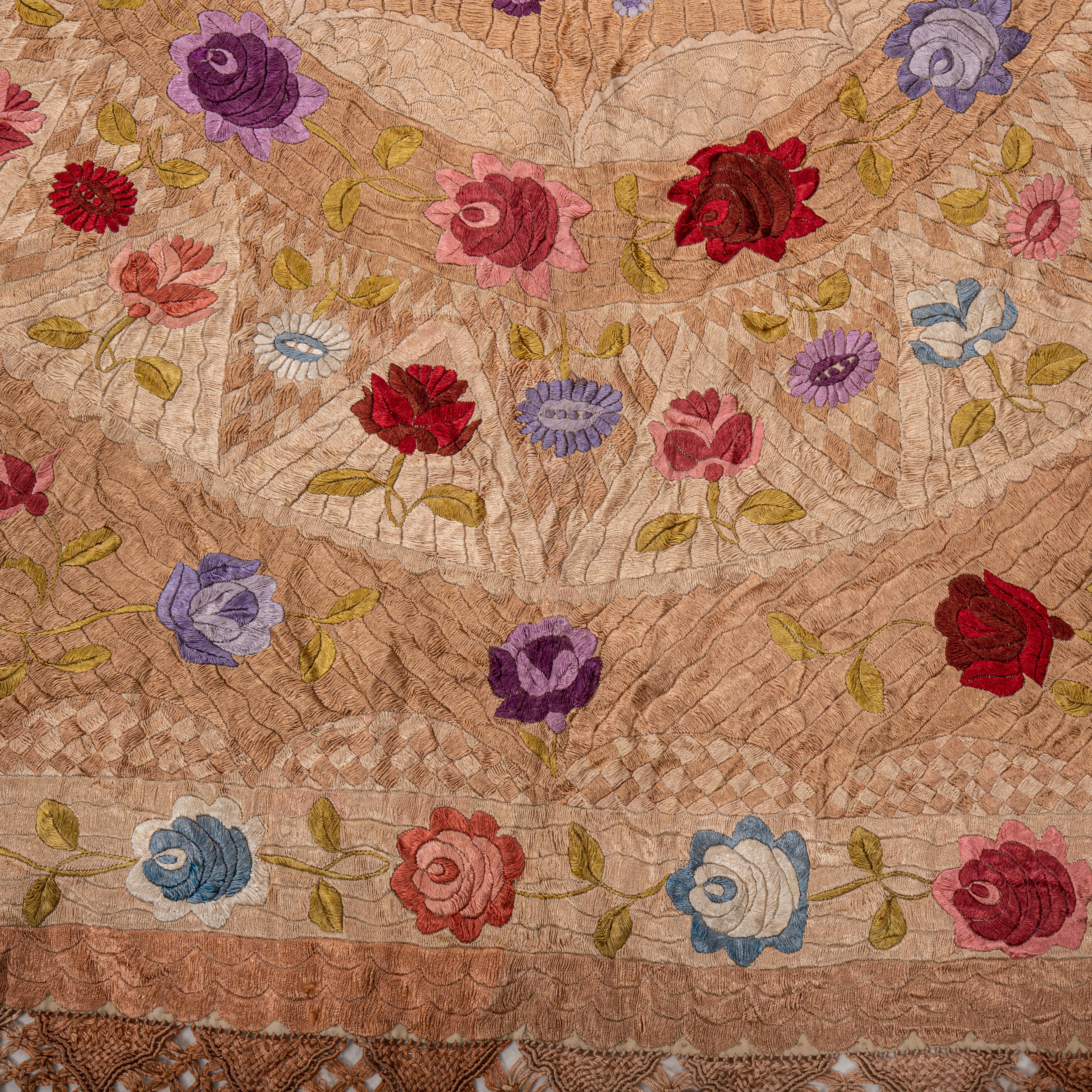 Silk Hungarian Matyo Embroidery, Early 20th C. For Sale