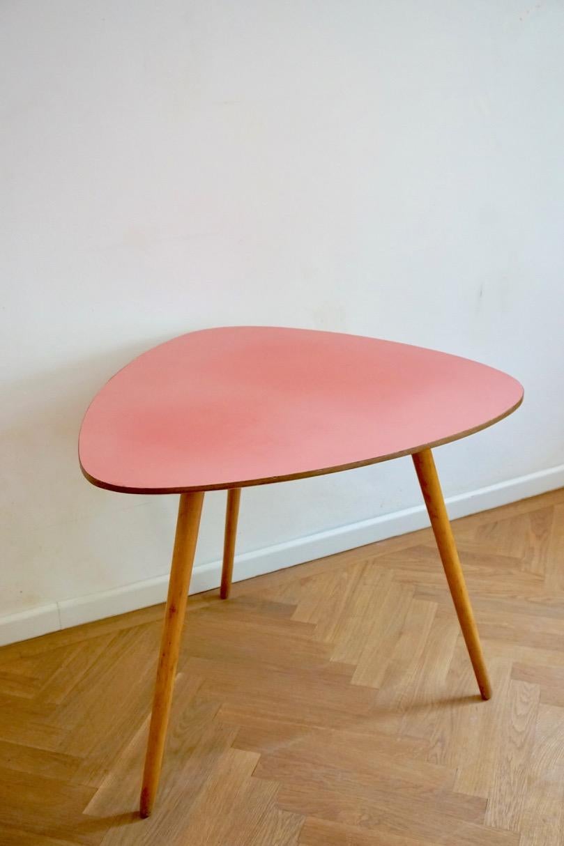 Mid-Century Modern Hungarian Midcentury Pink and Beechwood Coffee Table with Formica Top