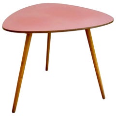 Hungarian Midcentury Pink and Beechwood Coffee Table with Formica Top