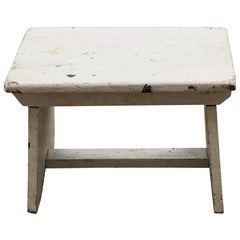 Hungarian Milking Stool Retaining The Original White Paint