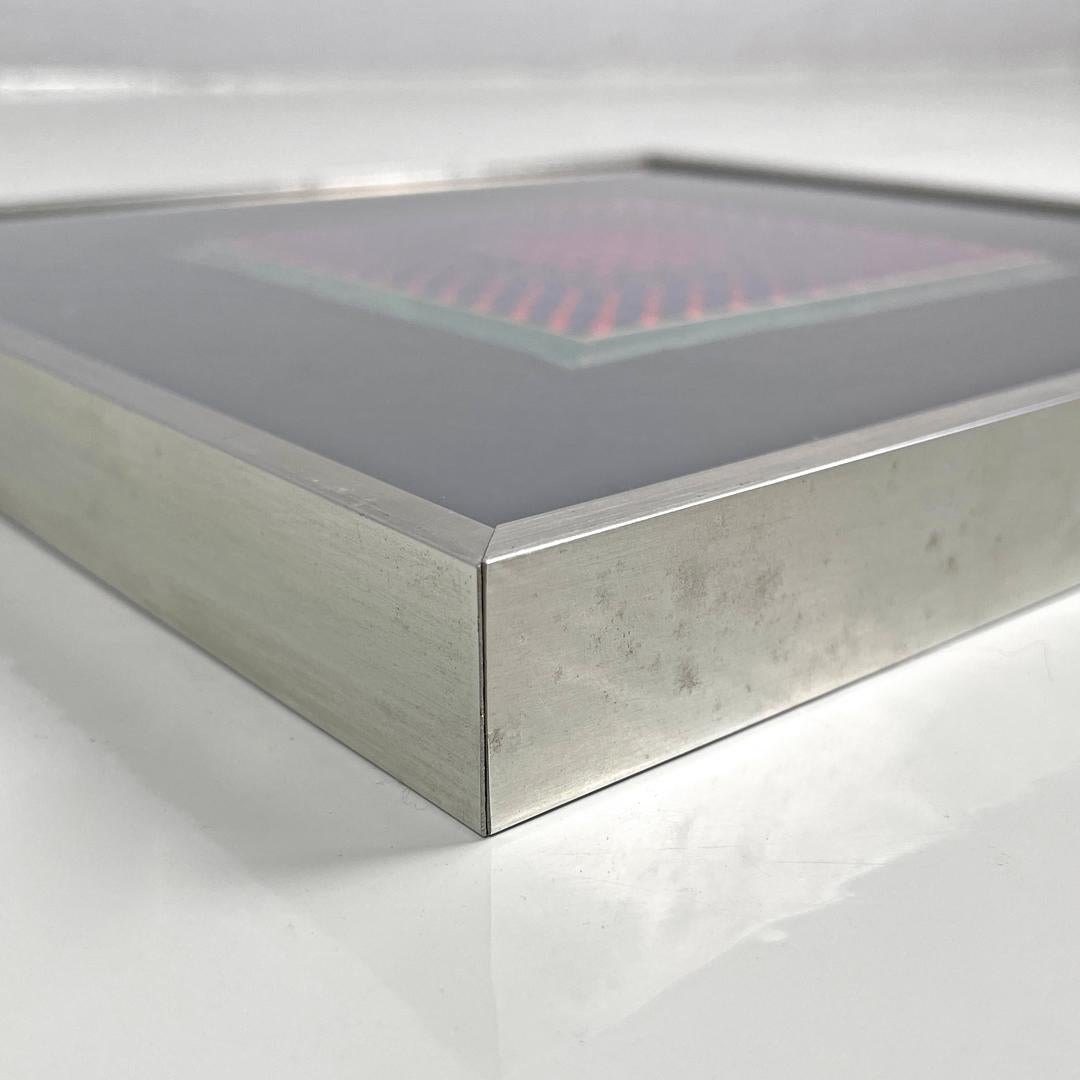 Tableau moderne hongrois d'art optique avec cadre en métal par Victor Vasarely, années 1970 en vente 3