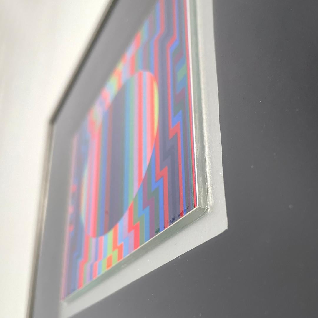 Tableau moderne hongrois d'art optique avec cadre en métal par Victor Vasarely, années 1970 en vente 4