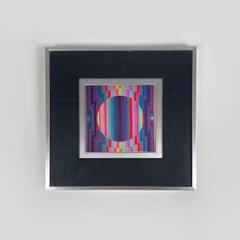 Hungarian modern Optical Art painting with metal frame by Victor Vasarely, 1970s