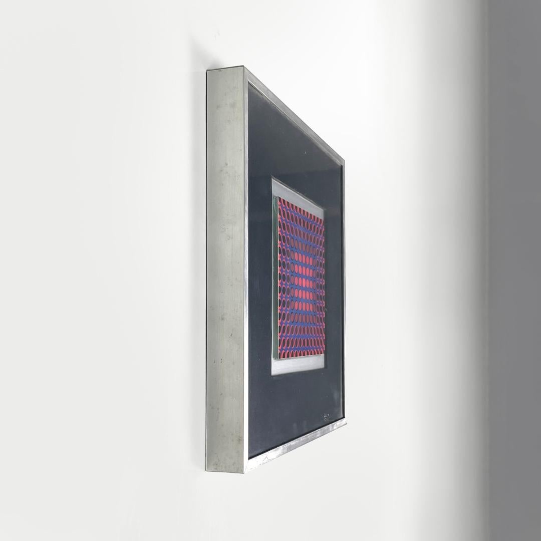 Moderne Tableau moderne hongrois d'art optique avec cadre en métal par Victor Vasarely, années 1970 en vente