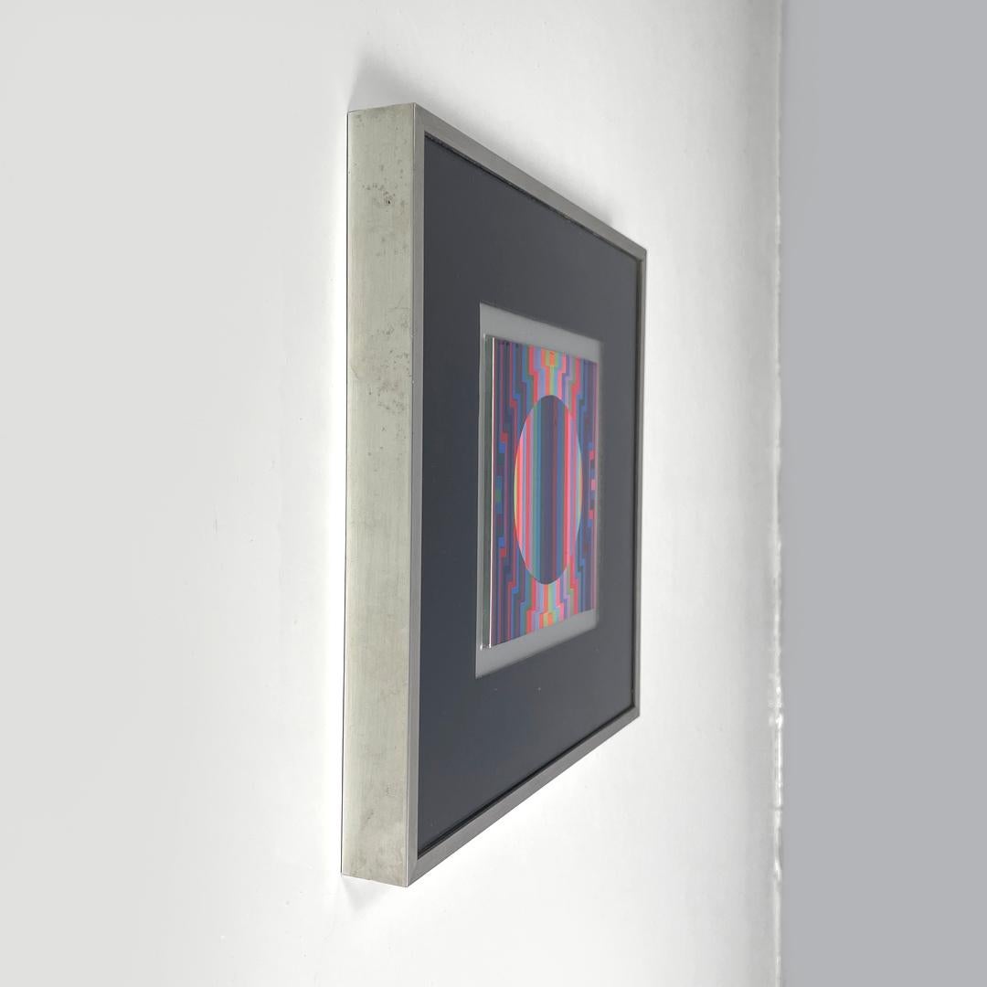Moderne Tableau moderne hongrois d'art optique avec cadre en métal par Victor Vasarely, années 1970 en vente