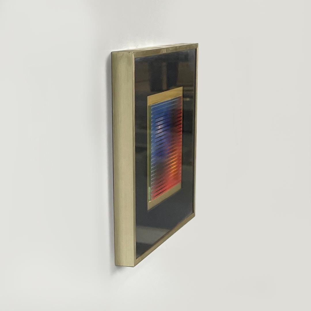 Moderne Tableau moderne hongrois d'art optique avec cadre en métal par Victor Vasarely, années 1970 en vente