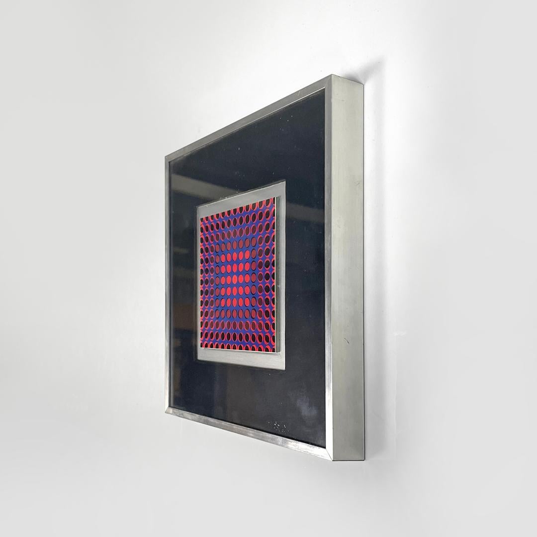 Hungarian Tableau moderne hongrois d'art optique avec cadre en métal par Victor Vasarely, années 1970 en vente