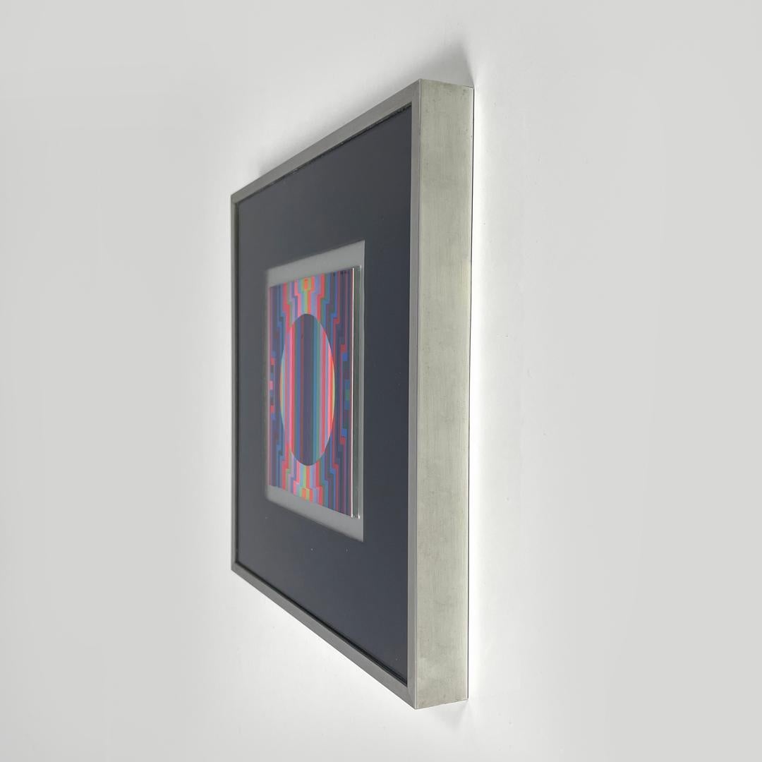 Hungarian Tableau moderne hongrois d'art optique avec cadre en métal par Victor Vasarely, années 1970 en vente