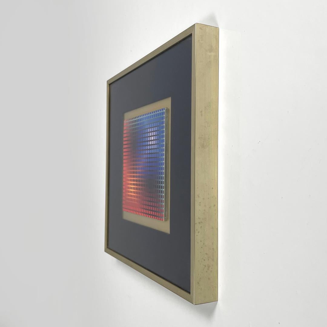 Hungarian Tableau moderne hongrois d'art optique avec cadre en métal par Victor Vasarely, années 1970 en vente