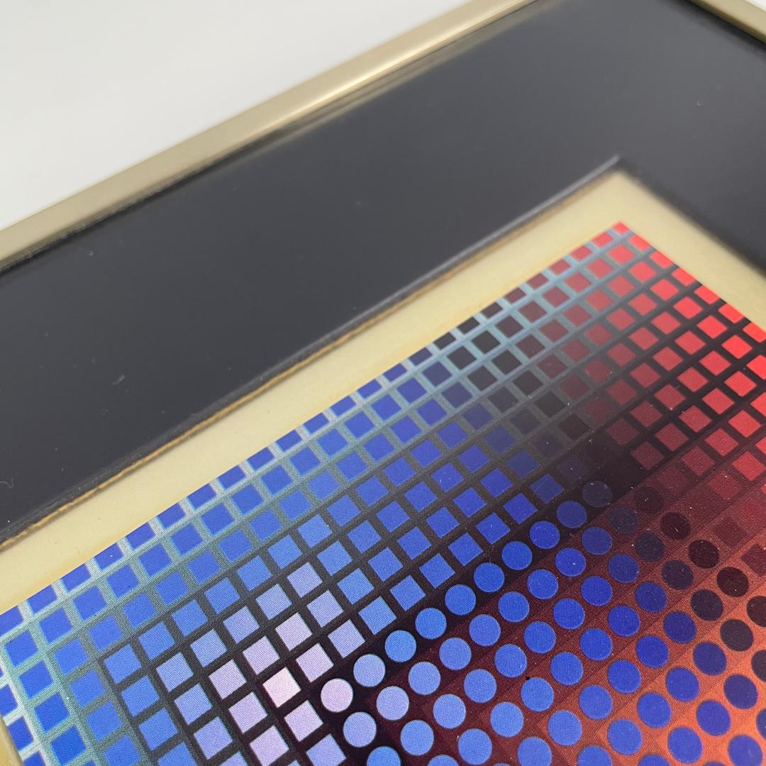 Late 20th Century Tableau moderne hongrois d'art optique avec cadre en métal par Victor Vasarely, années 1970 en vente