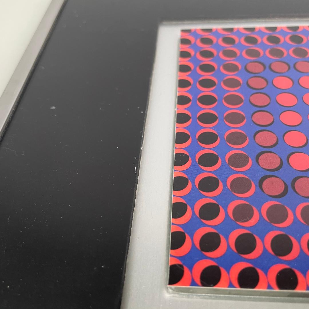 Métal Tableau moderne hongrois d'art optique avec cadre en métal par Victor Vasarely, années 1970 en vente