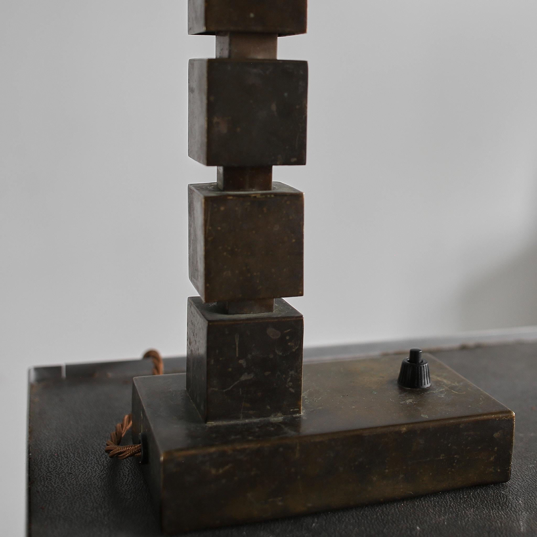 Hungarian Modernist/Cubist Brass Table Lamp For Sale 2