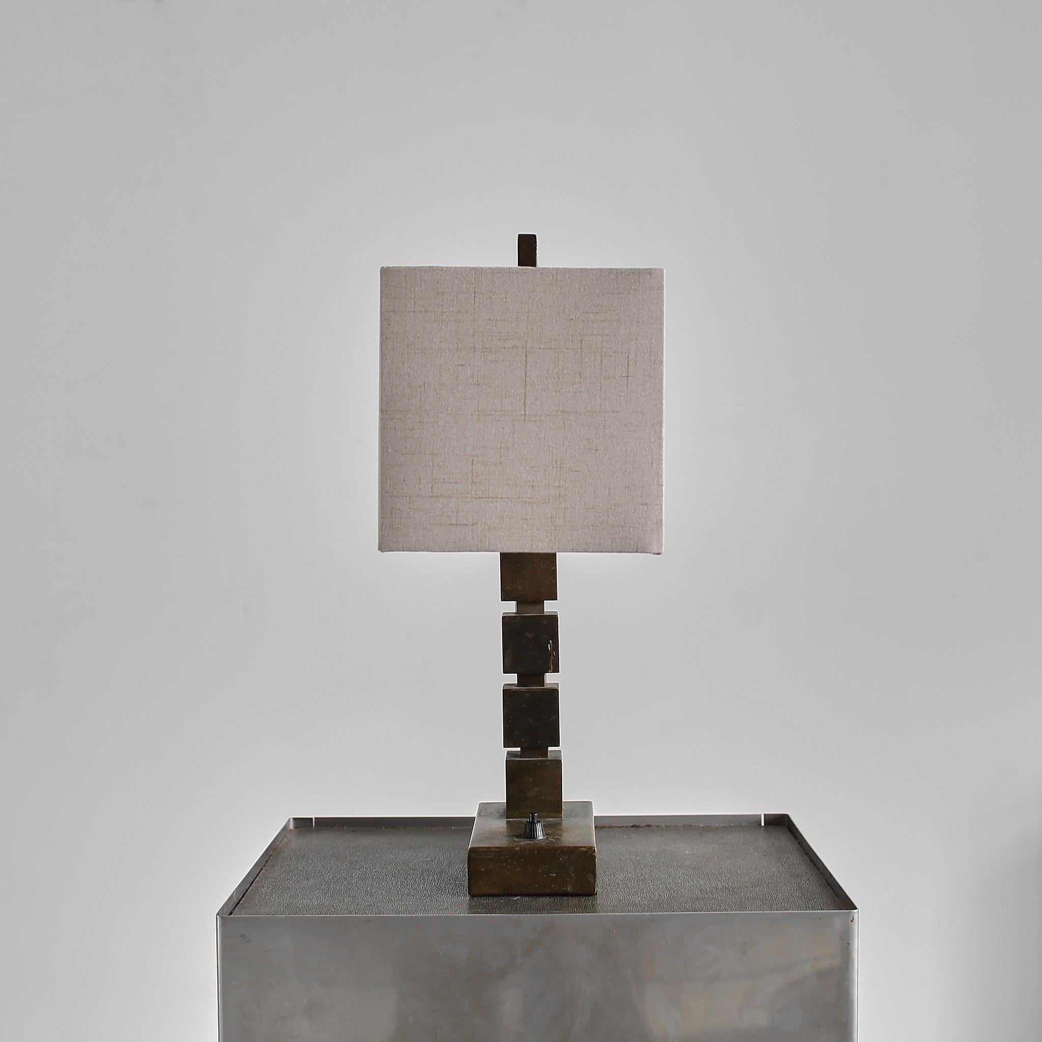 Hungarian Modernist/Cubist Brass Table Lamp For Sale 3