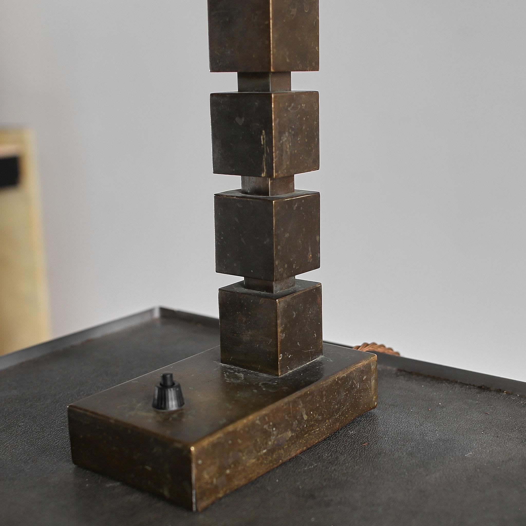 Hungarian Modernist/Cubist Brass Table Lamp For Sale 5
