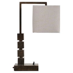 Hungarian Modernist/Cubist Brass Table Lamp