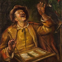 Hungarian Painted Character with Parrot, 20th Century