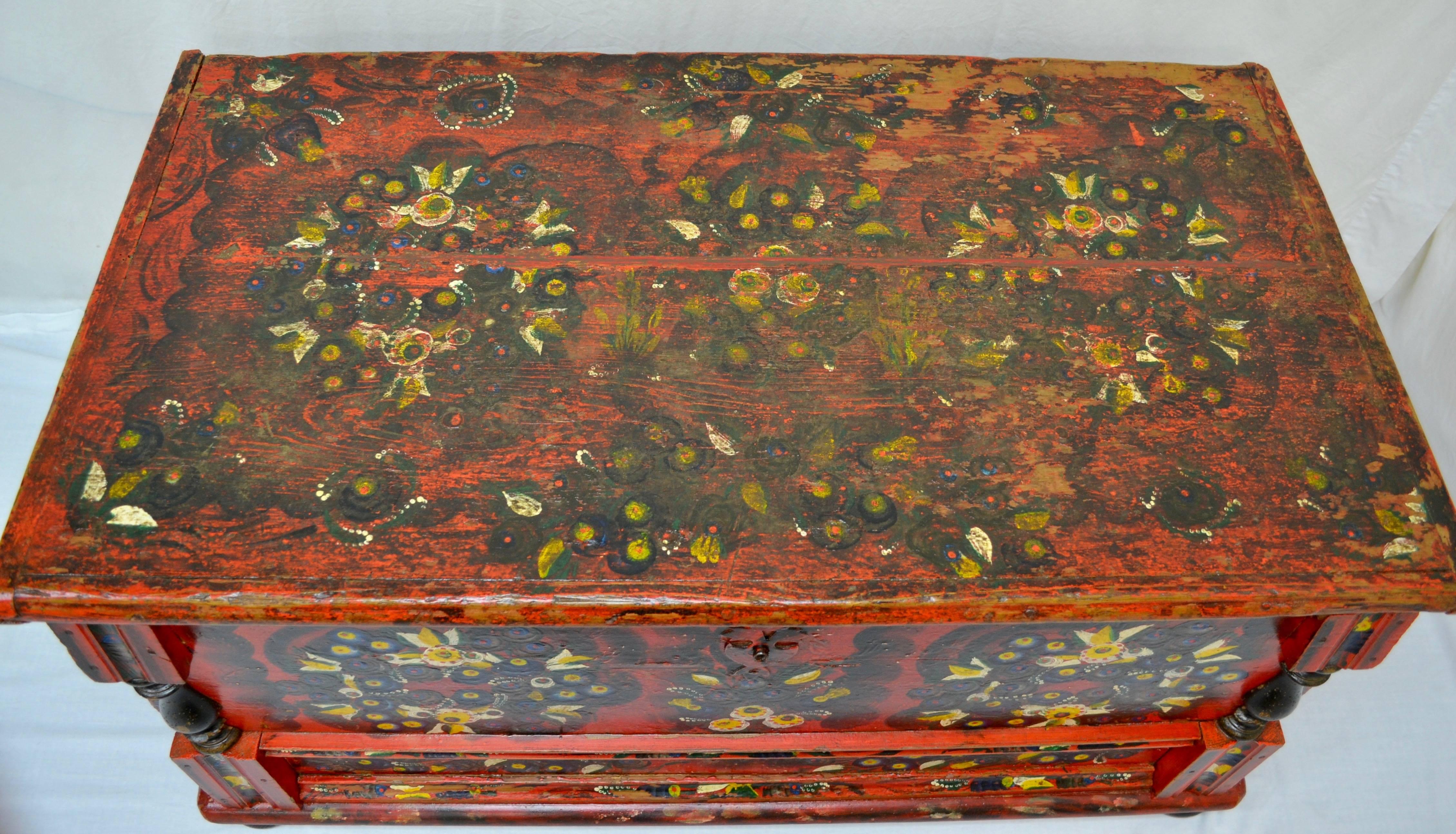 Hungarian Pine Trunk or Blanket Chest in Original Paint 8