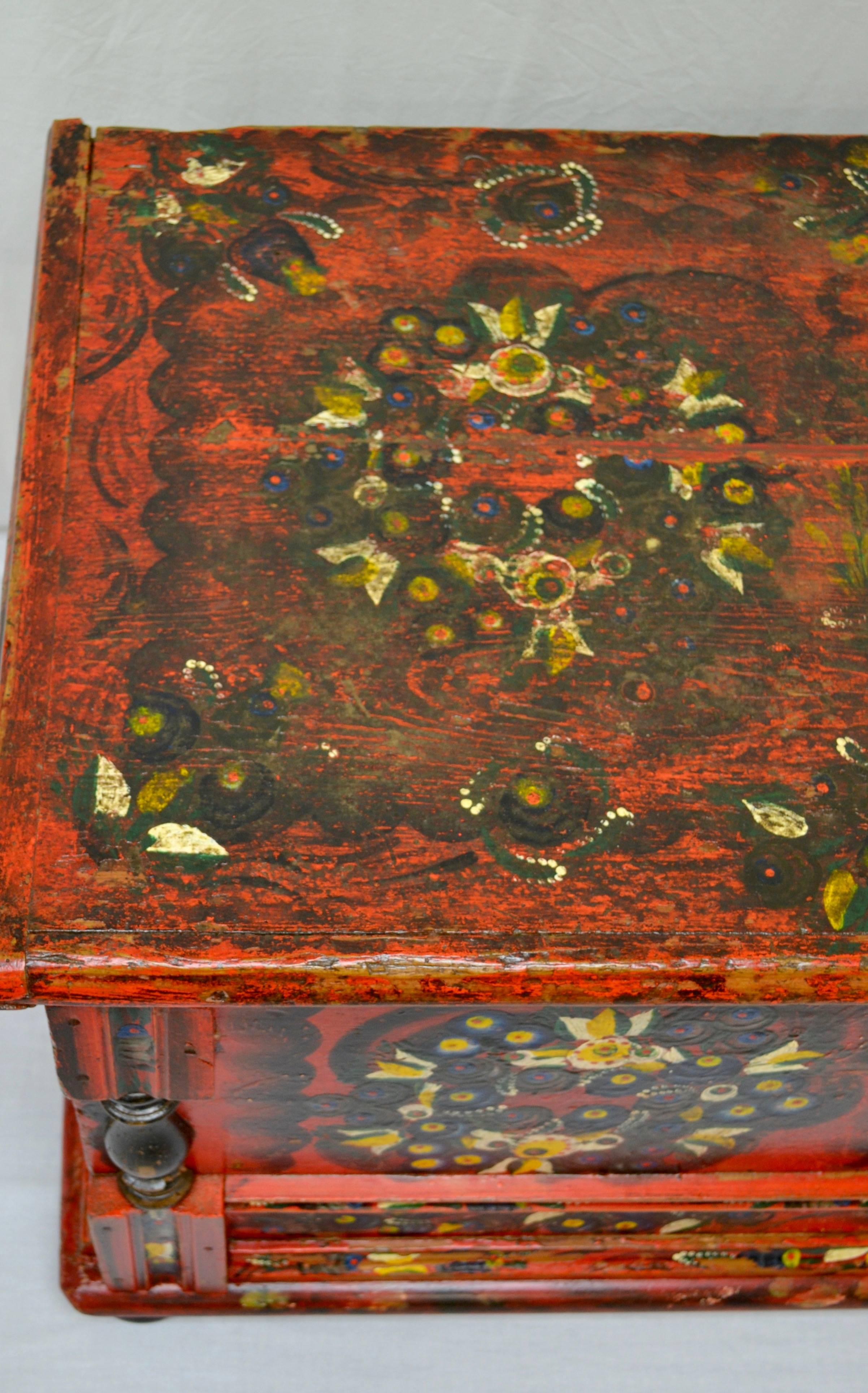 Hungarian Pine Trunk or Blanket Chest in Original Paint 10
