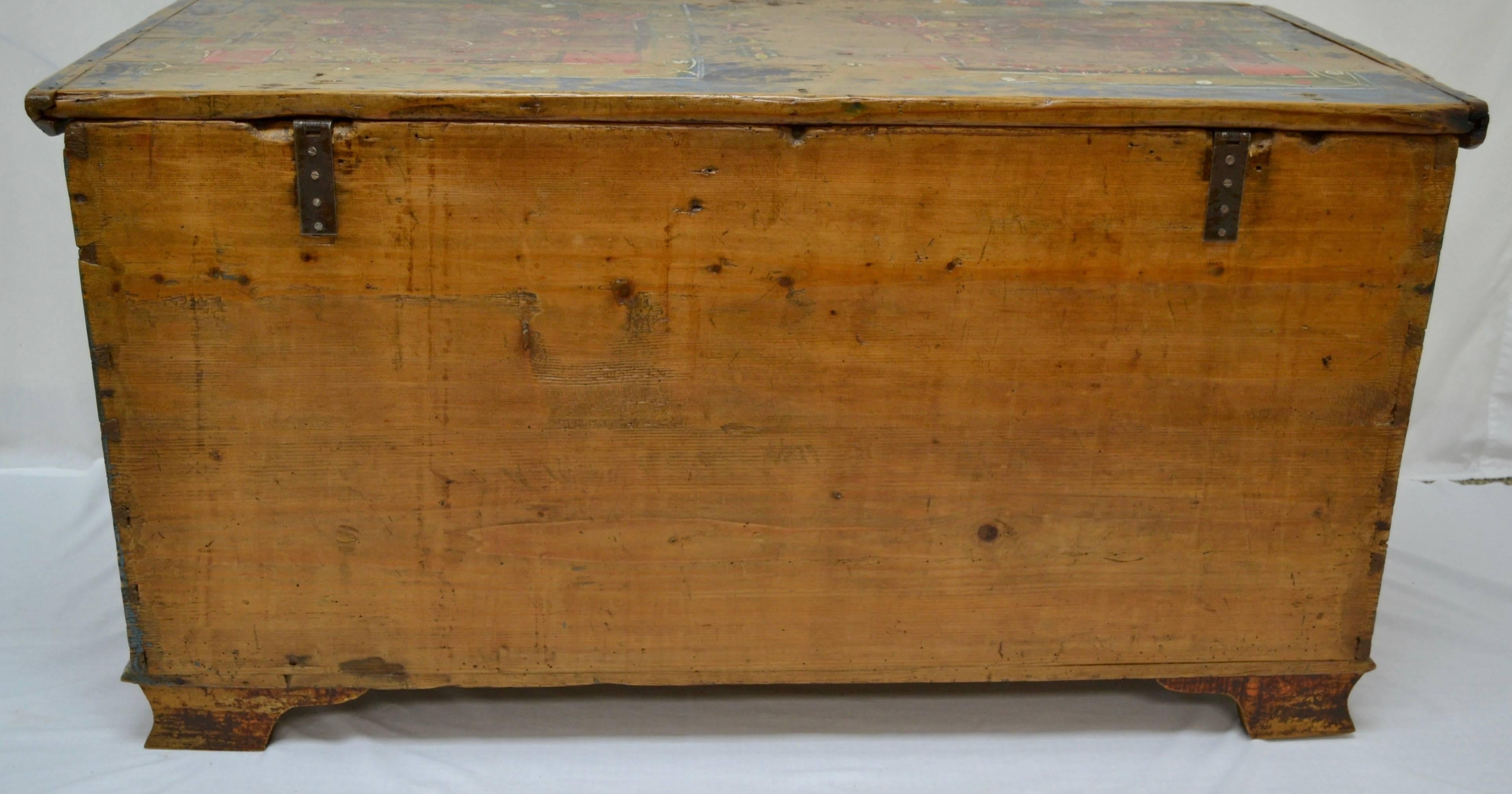 Hungarian Pine Trunk or Blanket Chest in Original Paint 12