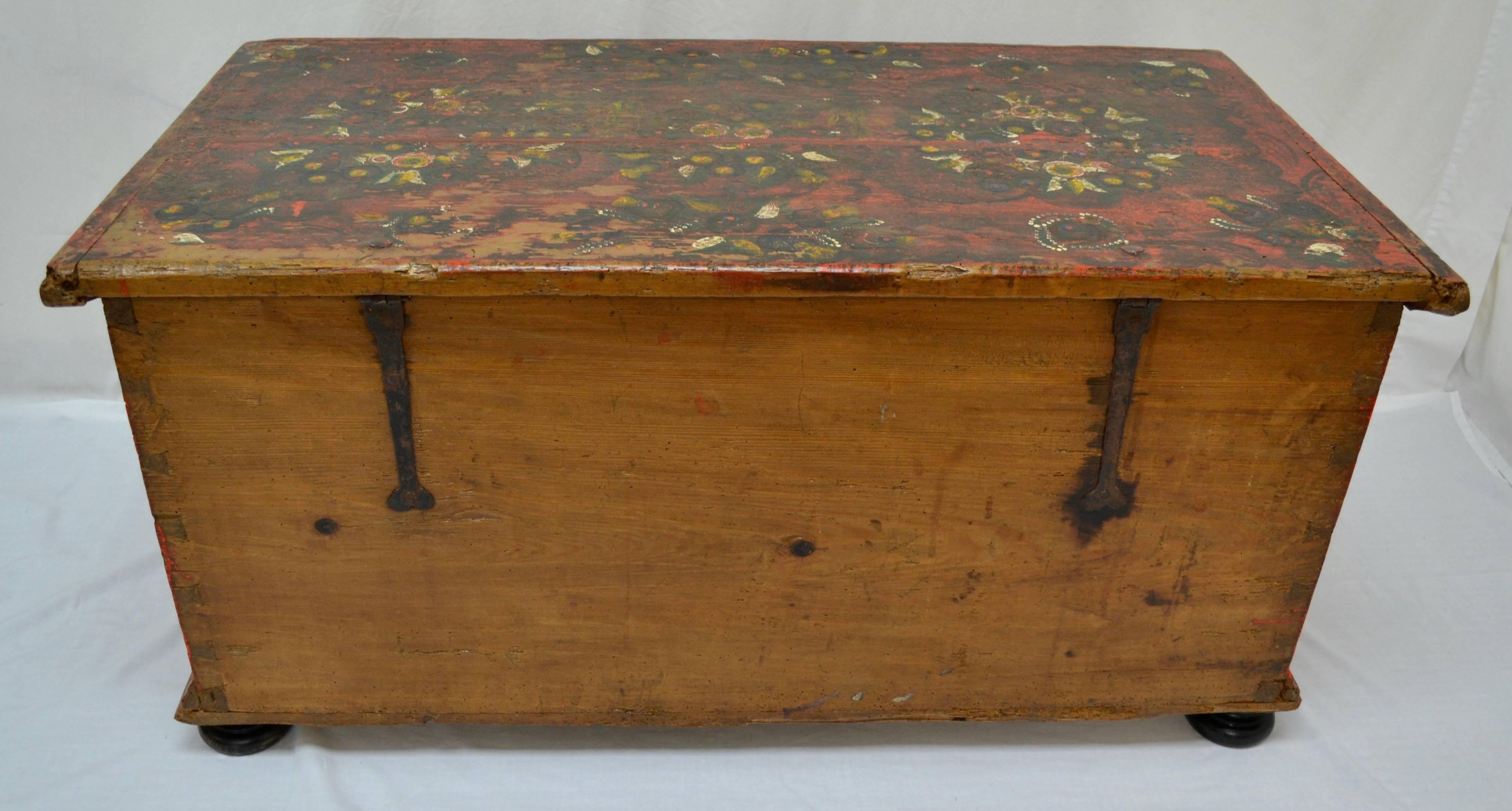 Hungarian Pine Trunk or Blanket Chest in Original Paint 13