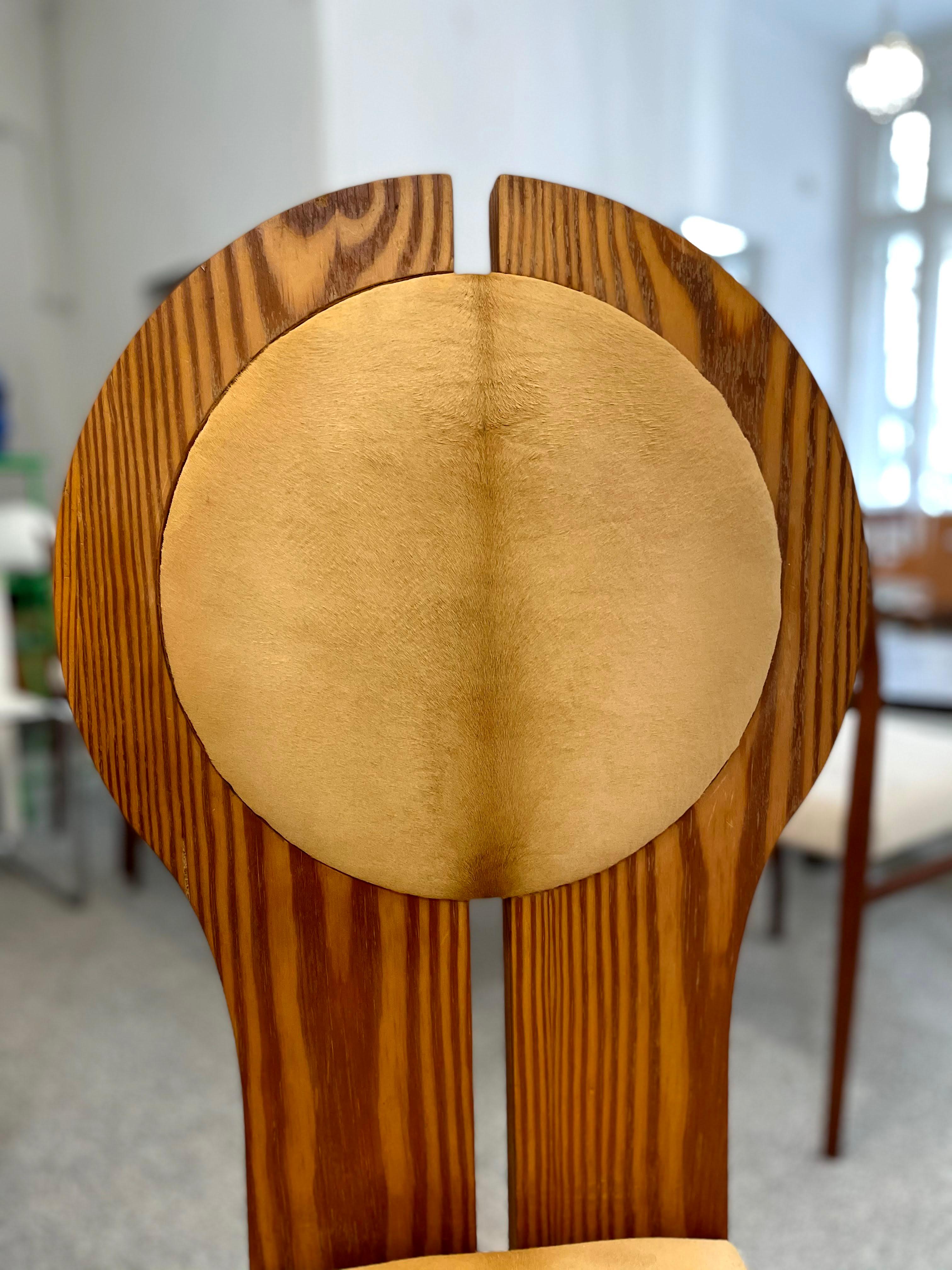 Pine Hungarian Ponyskin Upholstered Studio Craft Chair in Organic Design, 1970
