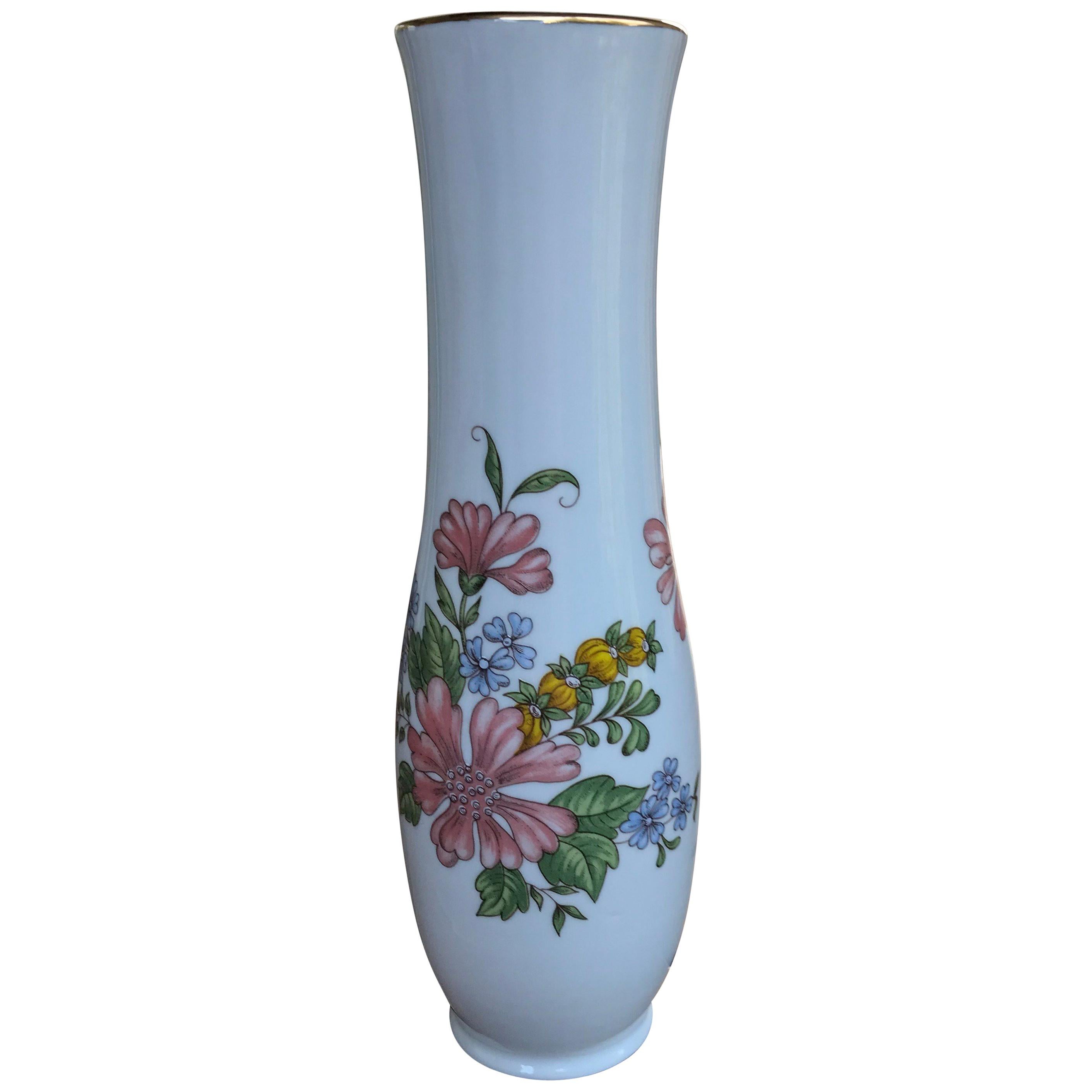 Hungarian Porcelain Floral Vase, circa 1940 For Sale