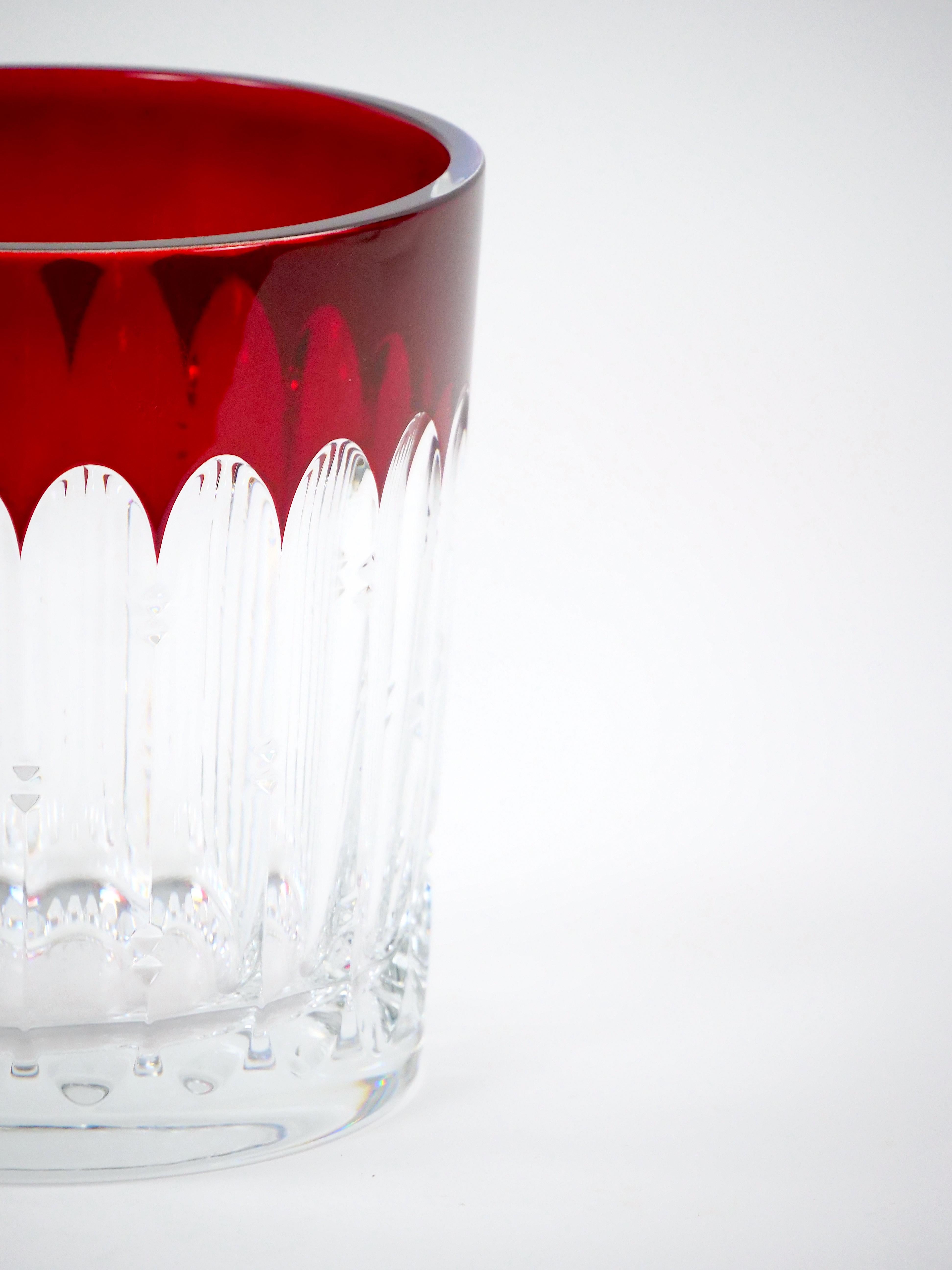 Secchiello per il ghiaccio ungherese in vetro rosso e trasparente di Waterford Crystal in vendita 2