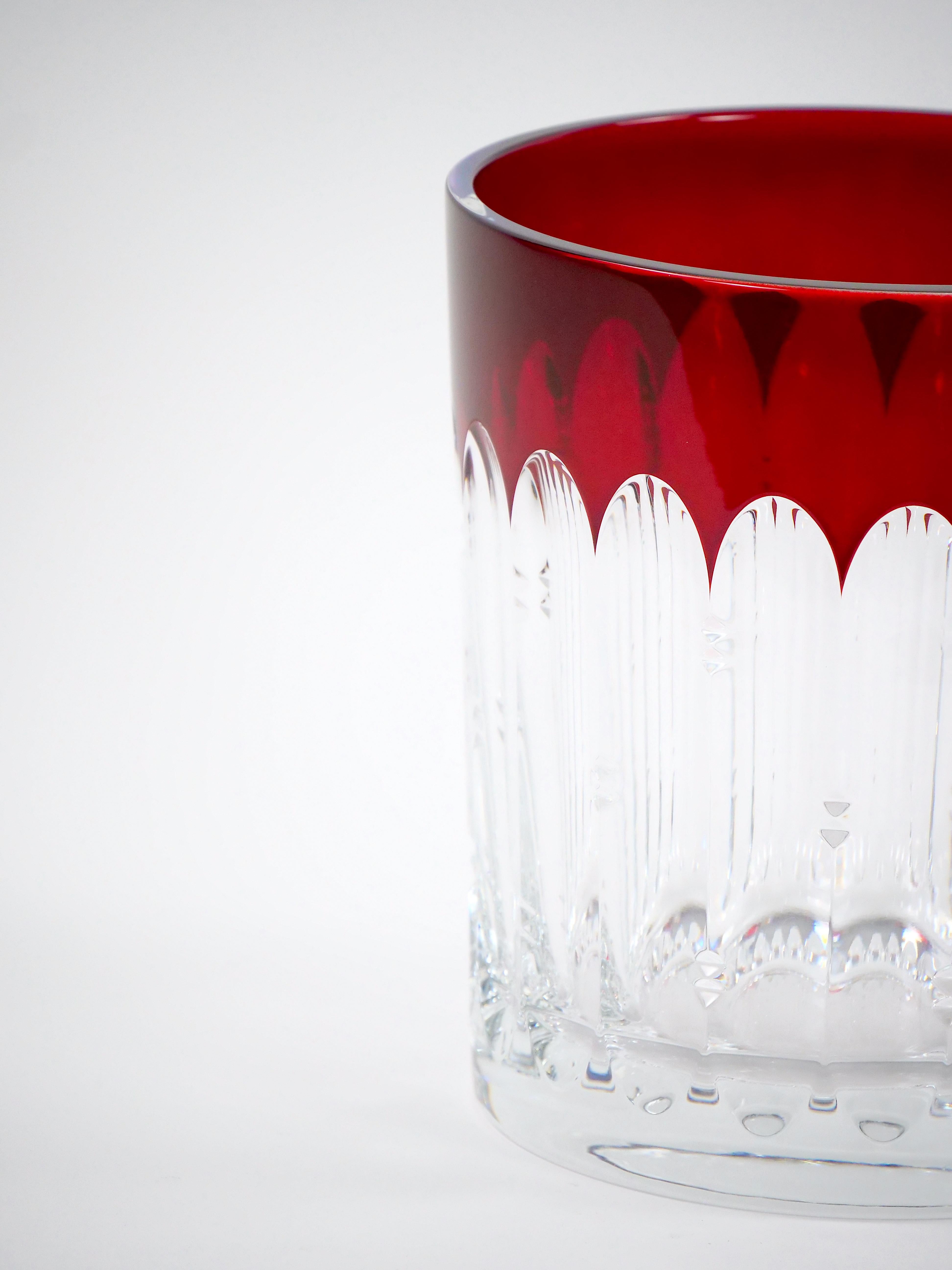 Secchiello per il ghiaccio ungherese in vetro rosso e trasparente di Waterford Crystal in vendita 3