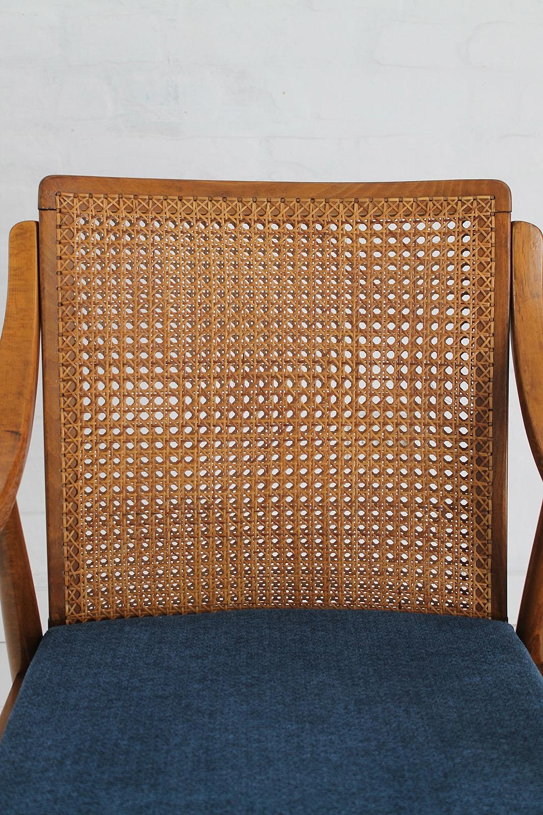  Vintage Mid-Century Modern Cane Back Armchair Hungary 1960s 1