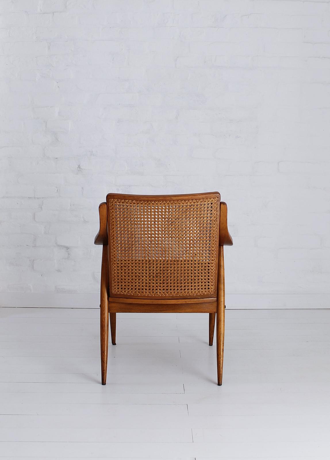  Vintage Mid-Century Modern Cane Back Armchair Hungary 1960s In Good Condition In Debrecen-Pallag, HU
