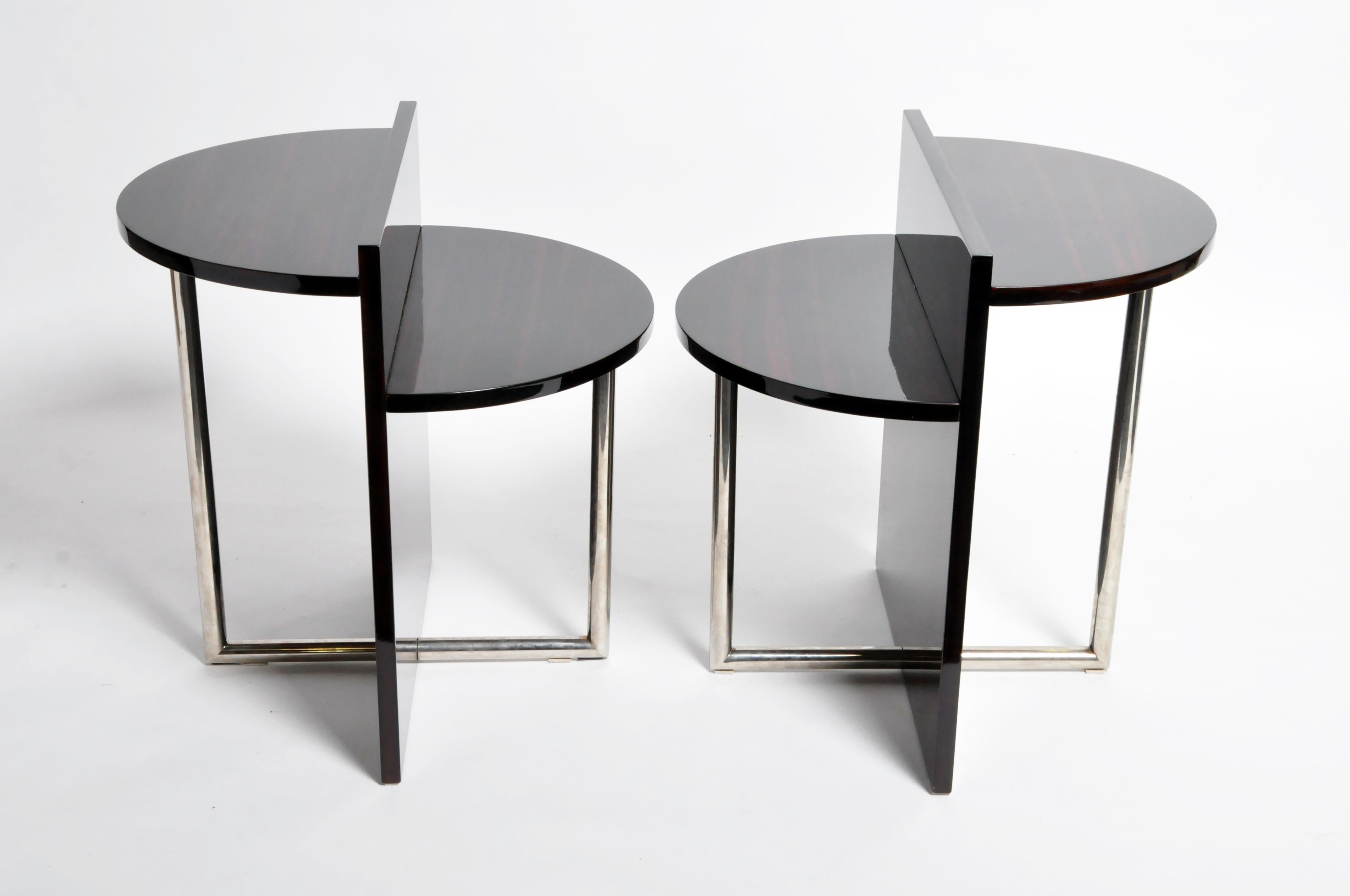 These side tables are from Hungary and are made from Makassar veneer, circa 21st century. The price is for each table.