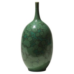 Hungarian Studio Porcelain Vase, Green Crystalline Glaze