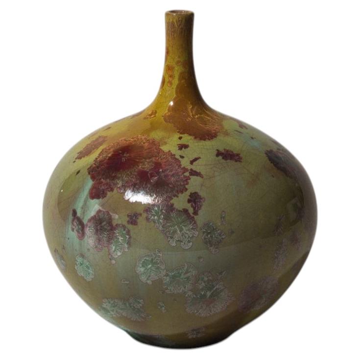 Vase en porcelaine du Studio A hongrois, émail cristallin multicolore