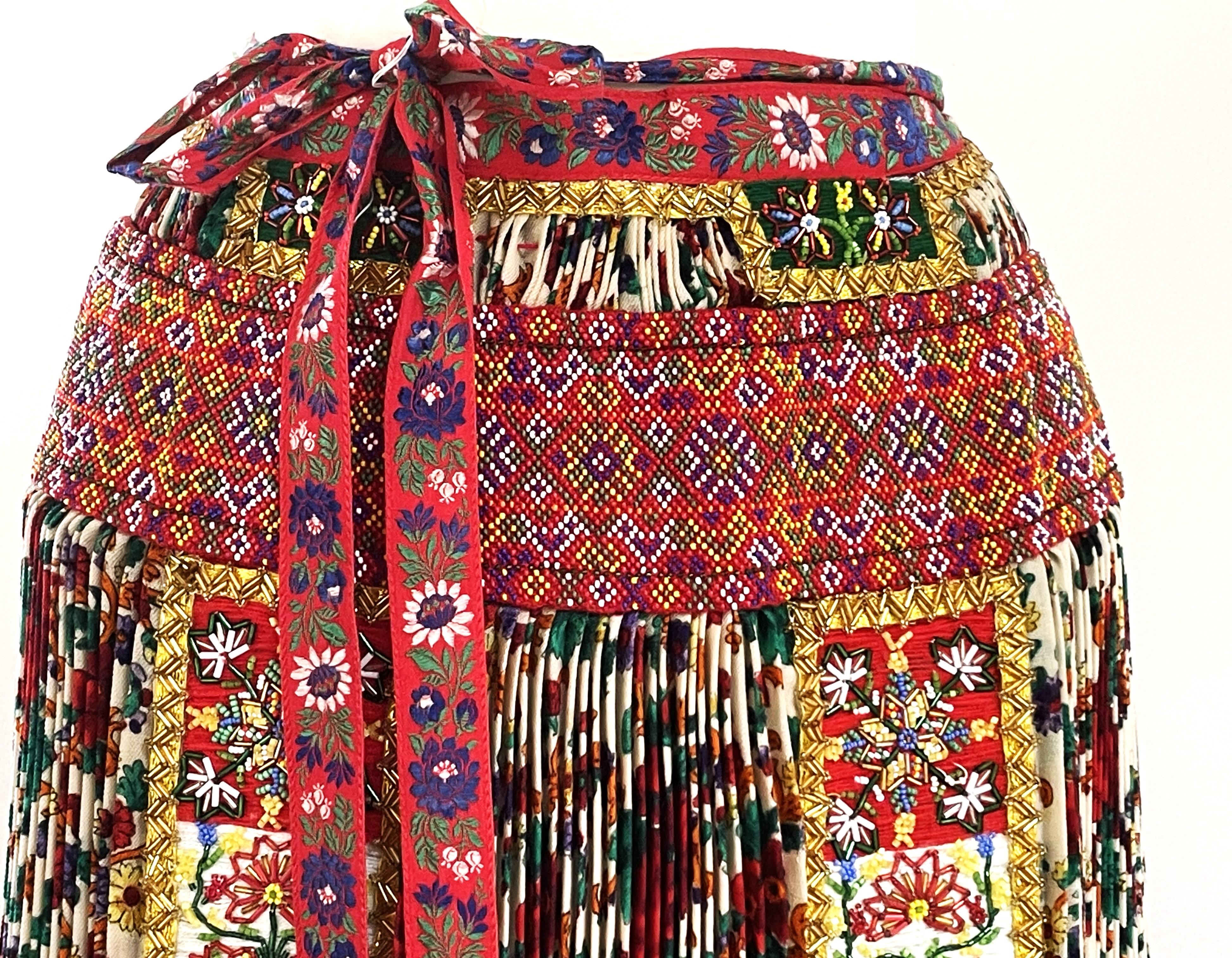  Hungarian traditional Shirt and Apron, embroiderd by hand with pealrs, 1940s For Sale 5
