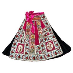 Hungarian traditional Shirt and Apron, embroieder by hand with pealrs, 1940's