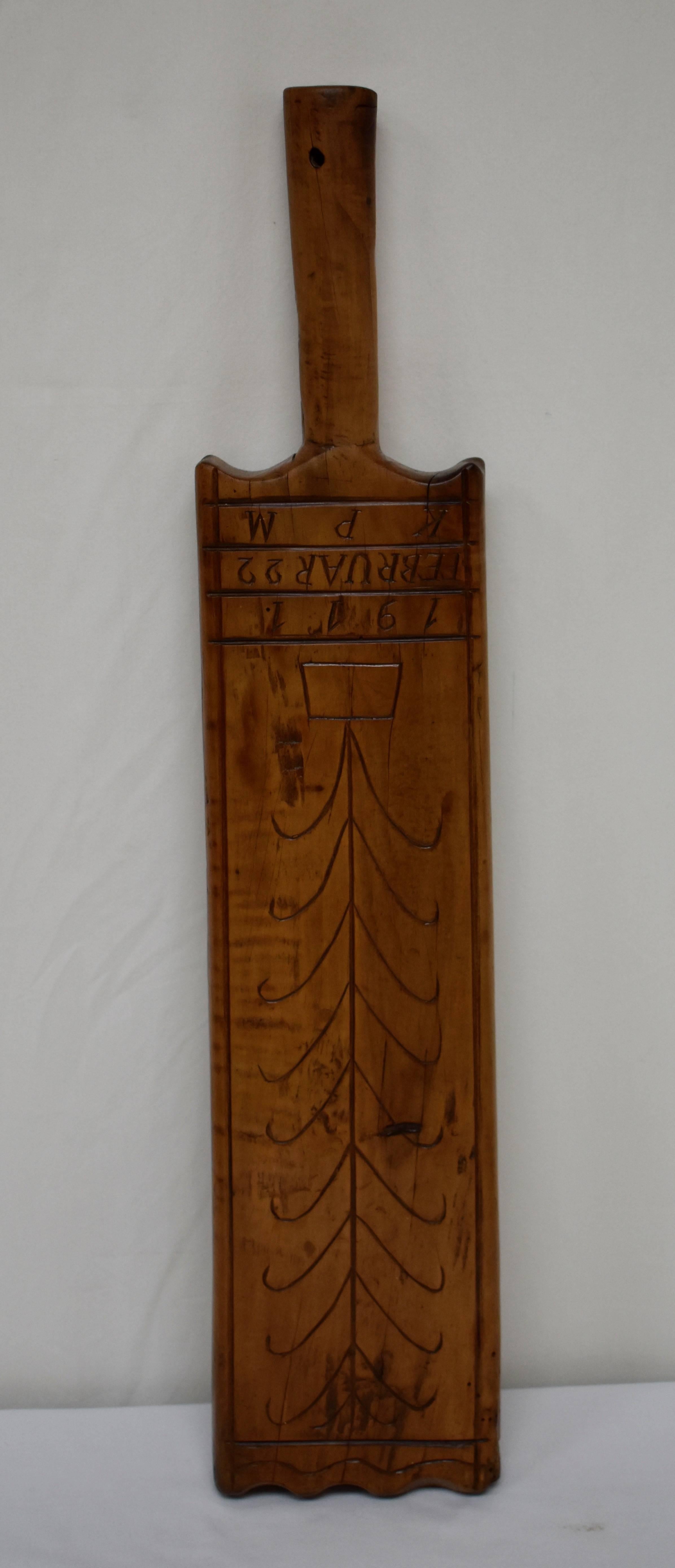 20th Century Hungarian Treen, Hand-Carved Washboard, Dated 1911