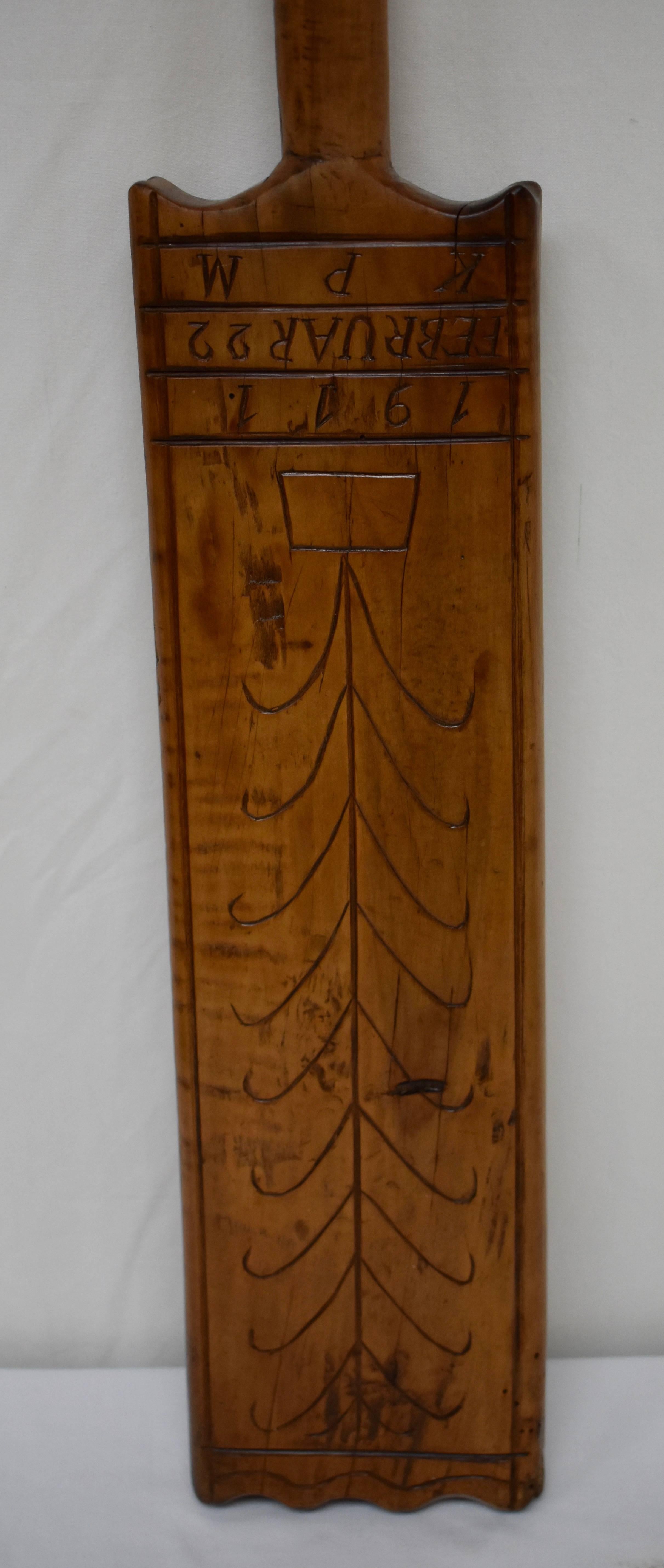 Hungarian Treen, Hand-Carved Washboard, Dated 1911 2