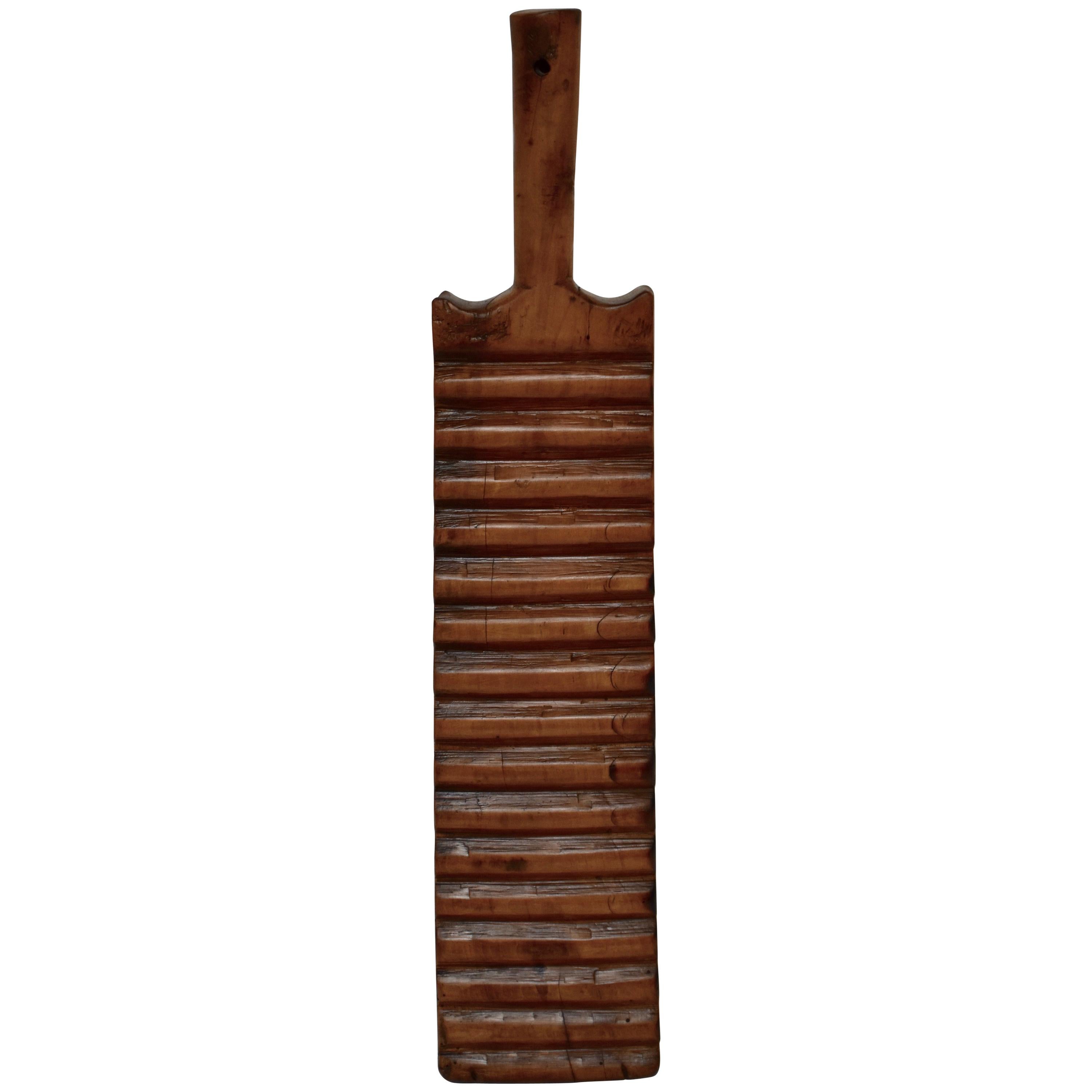 Hungarian Treen, Hand-Carved Washboard, Dated 1911