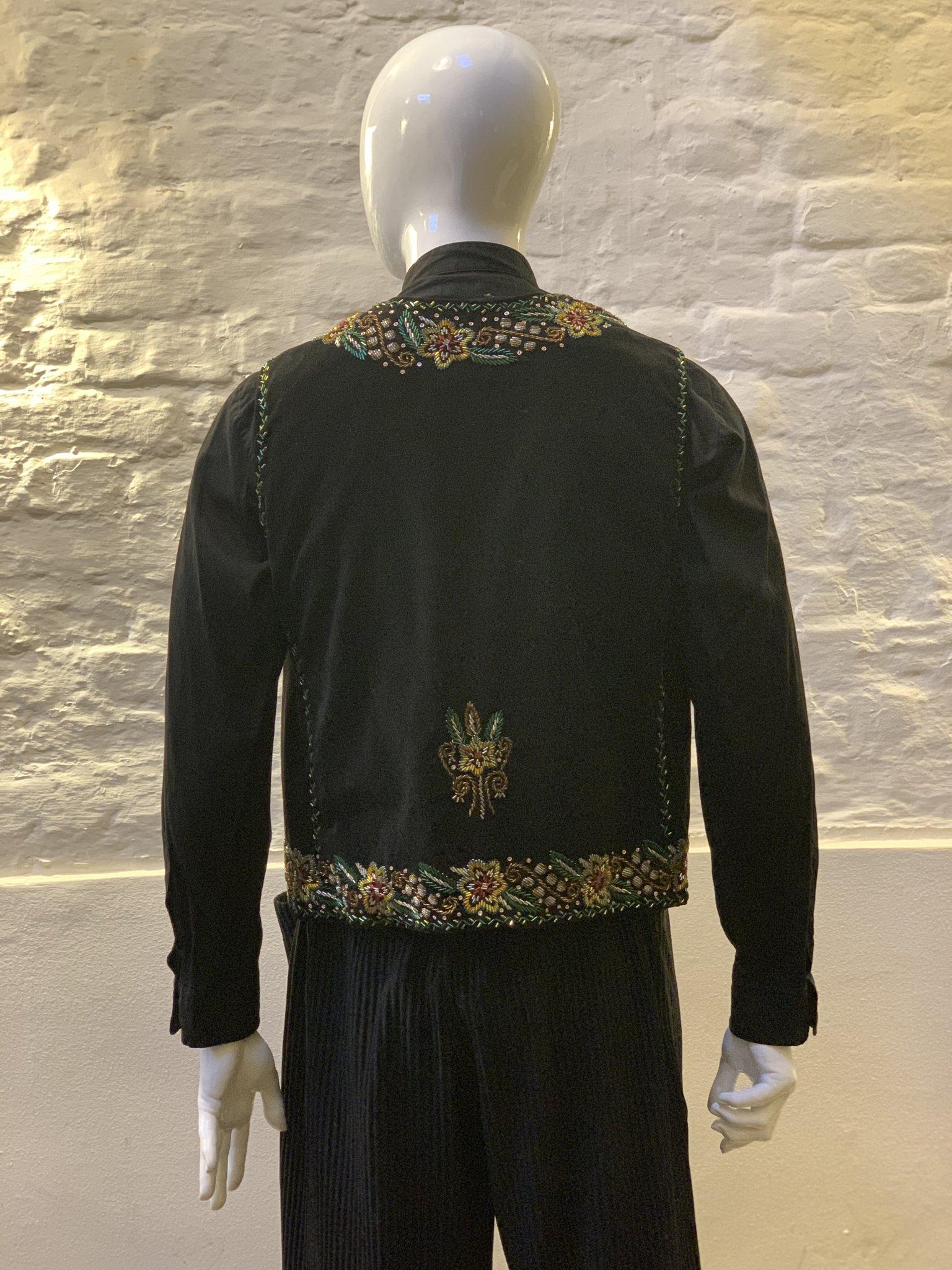Black Hungarian Vintage 60s Elaborate Embroided Waistcoat