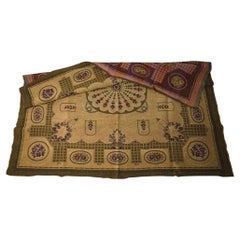 Hungarian Vintage Woven Tapestry Bedspread, Floral Textile, 1950s