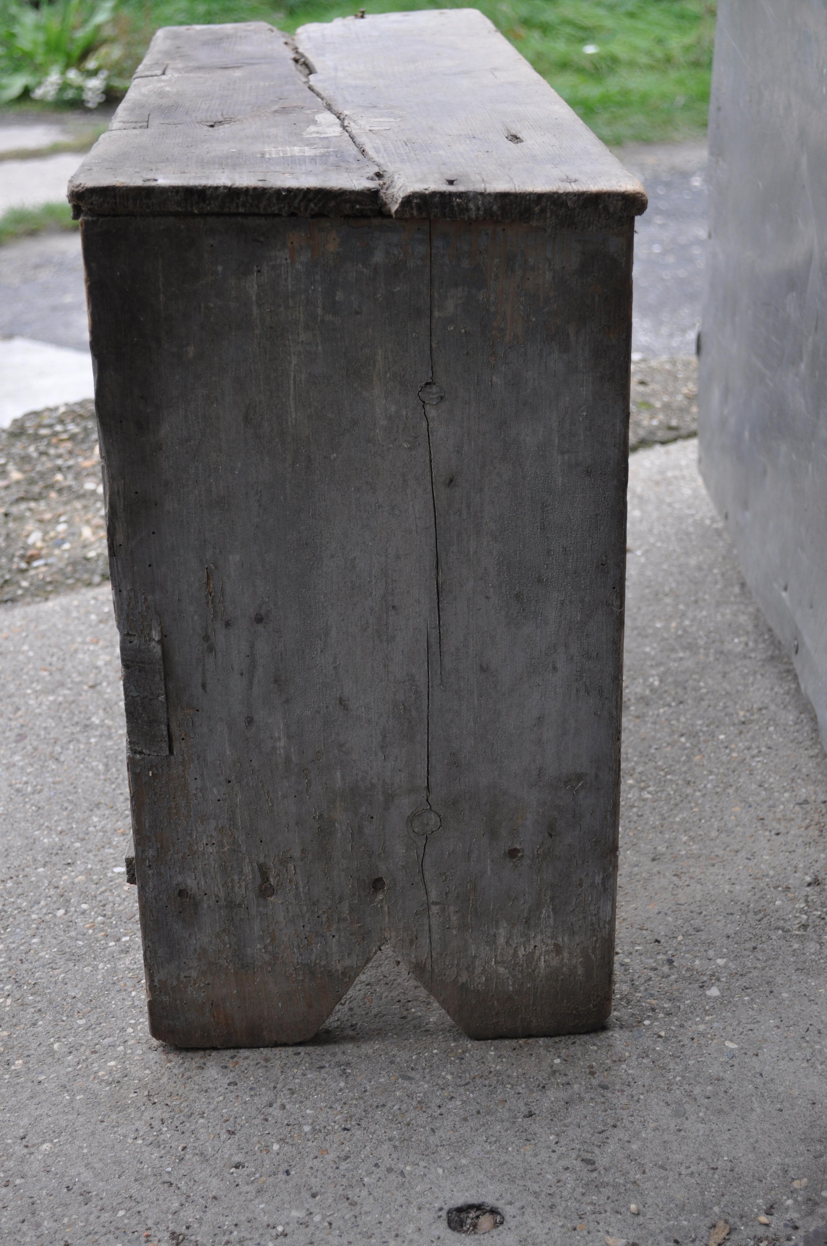 Hand-Crafted Hungarian Water Bench with Worn Patina For Sale