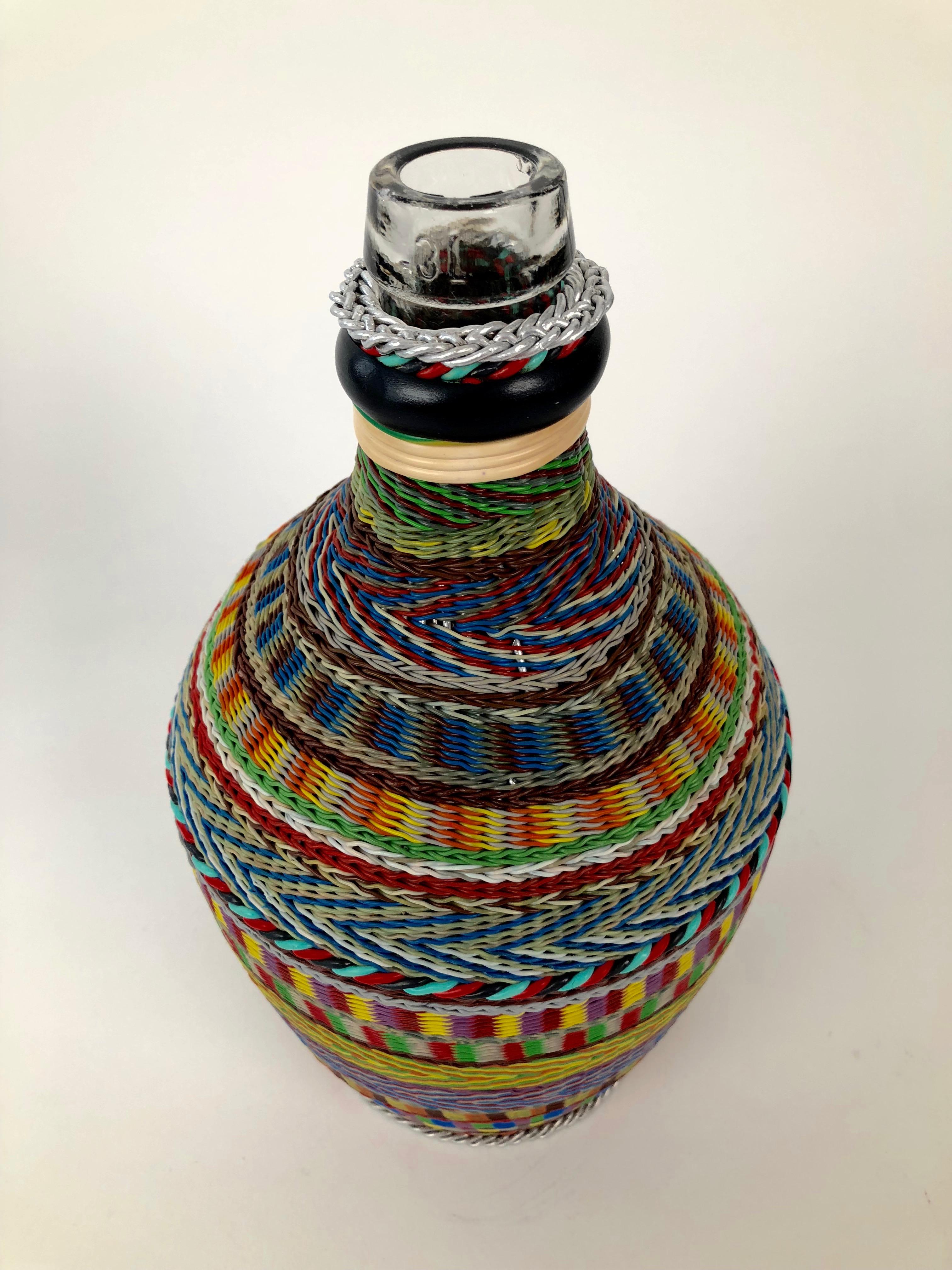 Hungarian Woven Wire Bottle, 1960 In Good Condition For Sale In Vienna, Austria