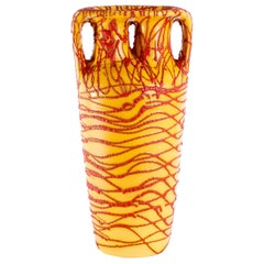 Hungarian Yellow-Red Ceramic Floor Vase, 1970s